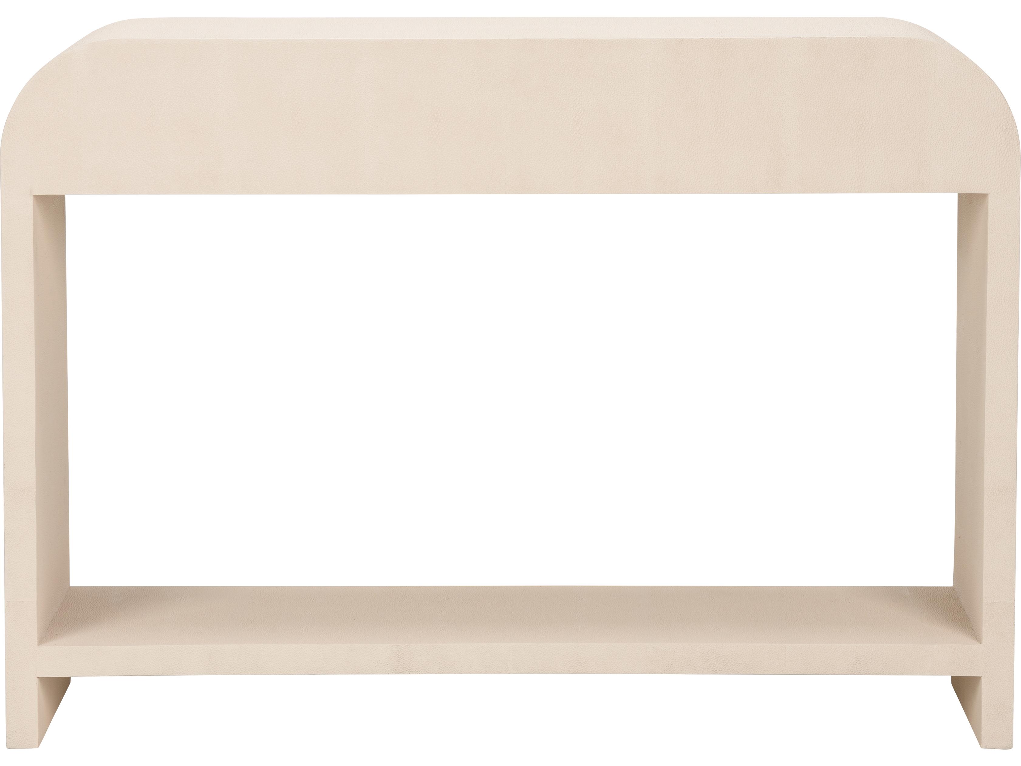 Chelsea House Elizabeth Wicker Rectangular Faux Leather White Cream Console Table