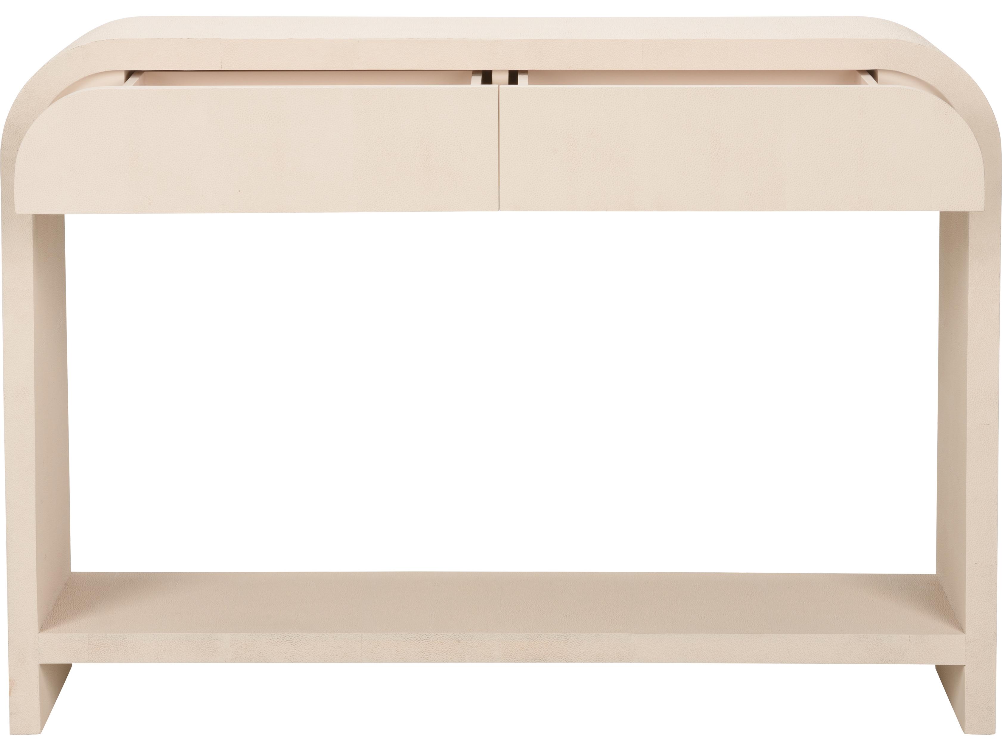 Chelsea House Elizabeth Wicker Rectangular Faux Leather White Cream Console Table