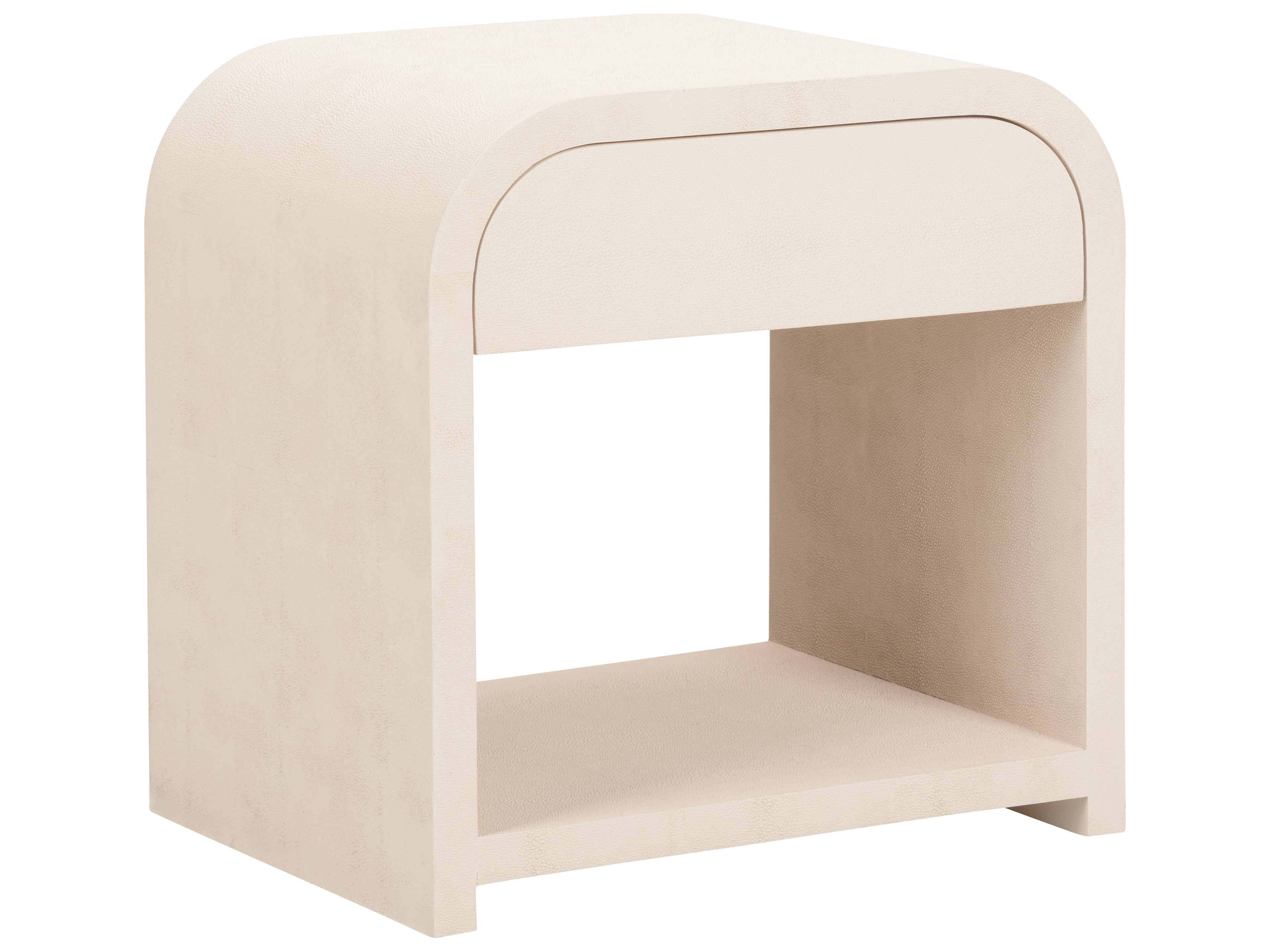 Chelsea House Elizabeth Wicker Rectangular Faux Leather White Cream End Table