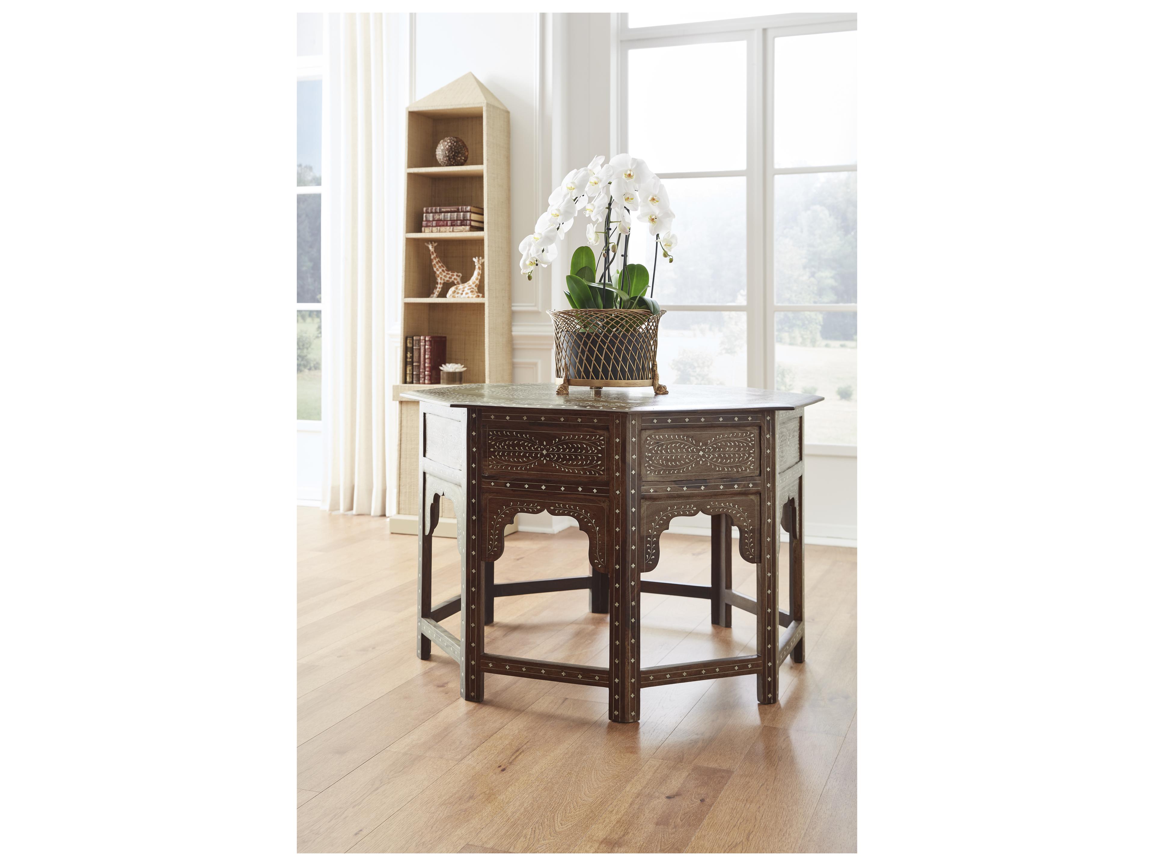 Chelsea House Misc Octagon Wood Brown White Cream End Table