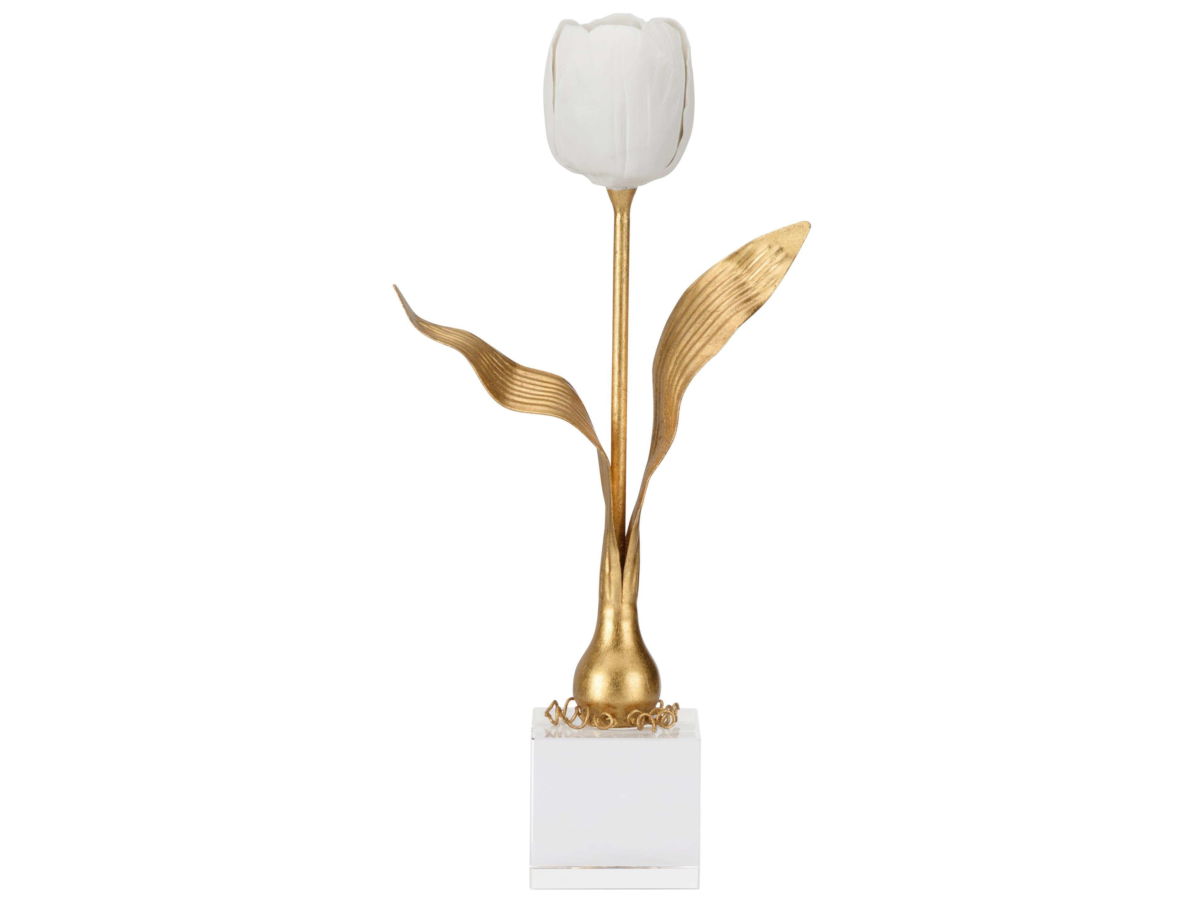 Chelsea House Misc Darwin Tulip On Stand Gold White Cream Vase