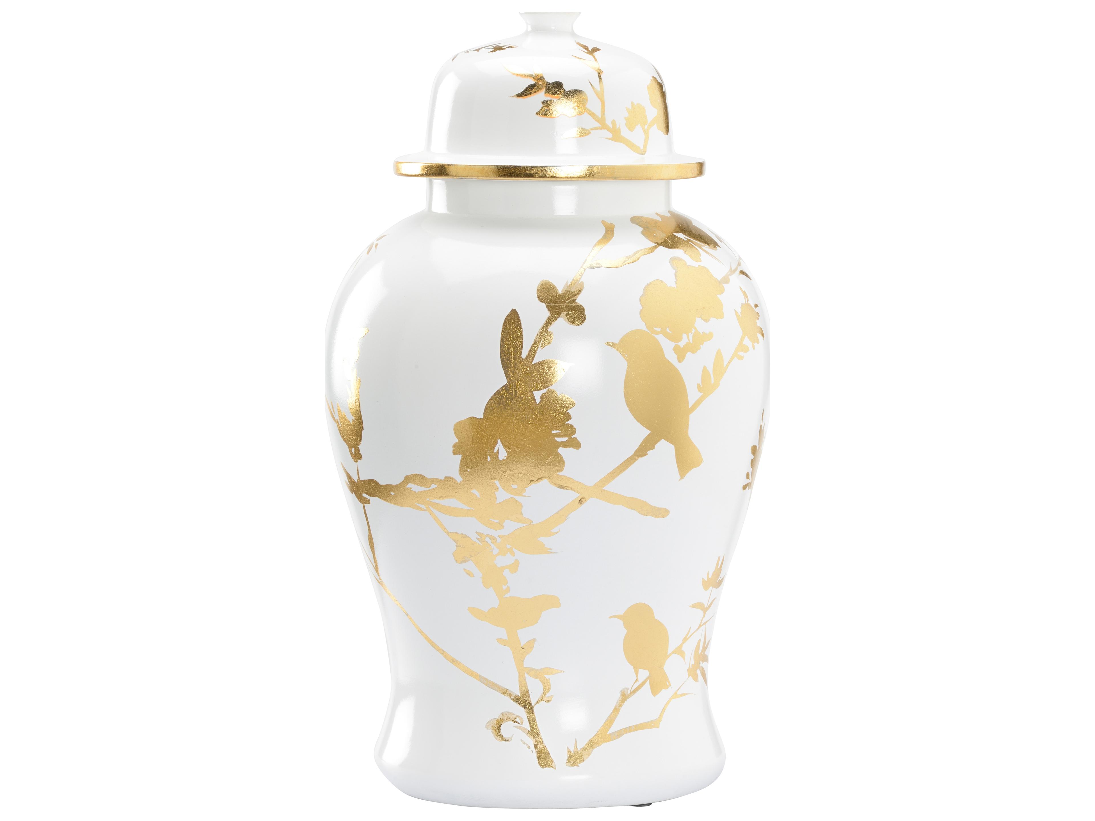 Chelsea House Lisa Kahn Winged Creatures White Cream Gold Vase