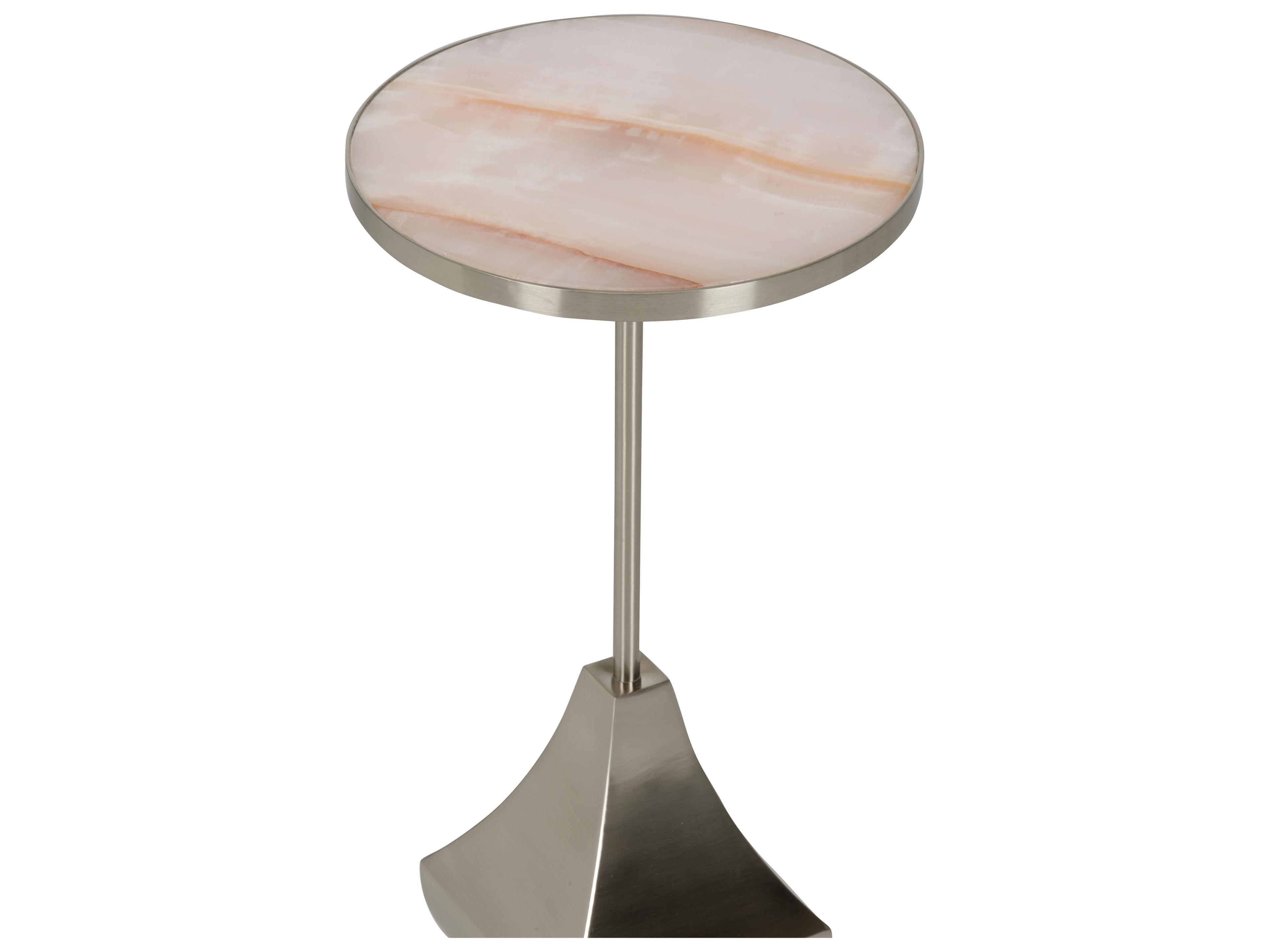 Chelsea House Elizabeth Wicker Round Stone Silver Pink End Table