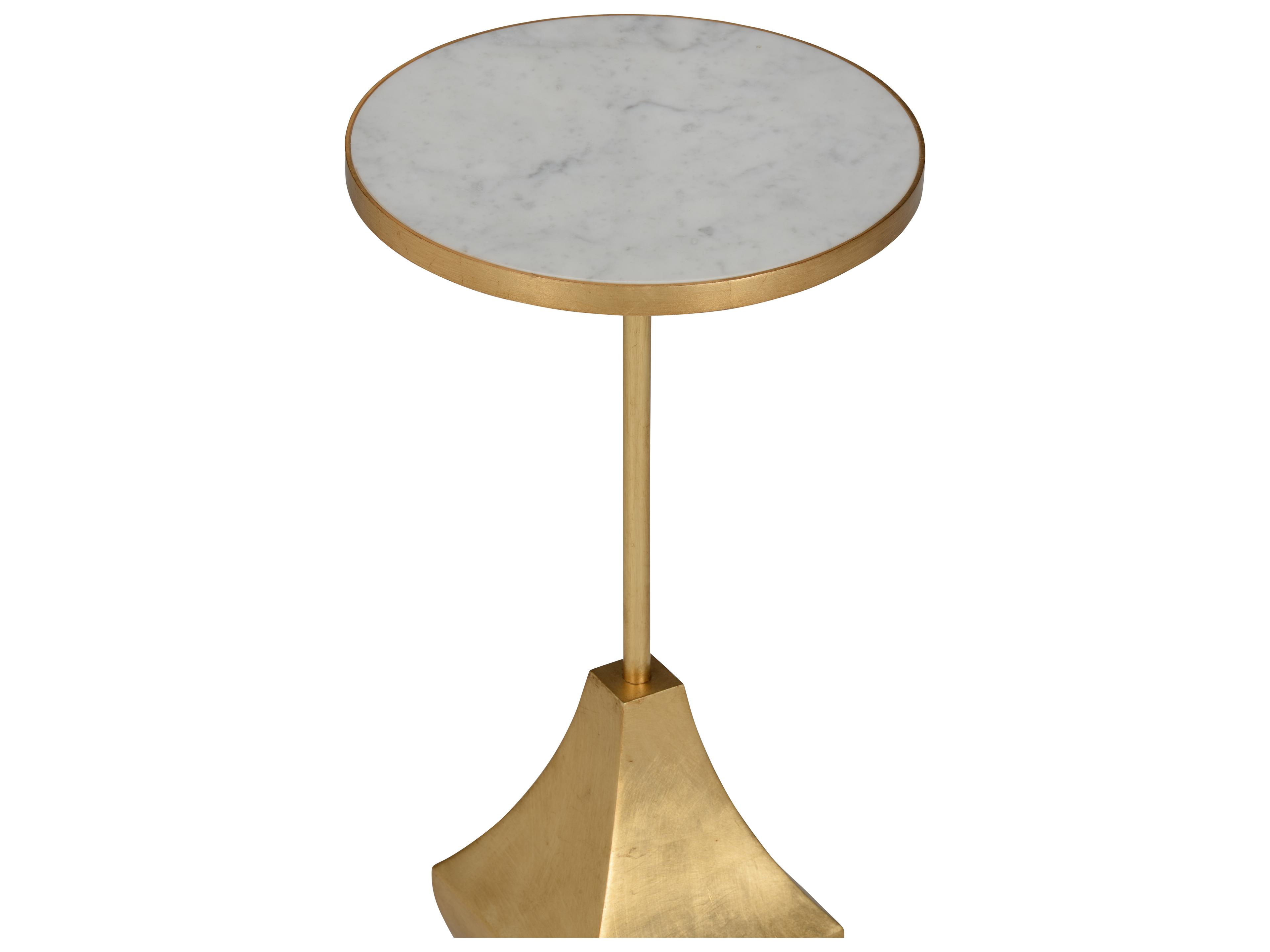 Chelsea House Elizabeth Wicker Round Marble Gold White Cream End Table