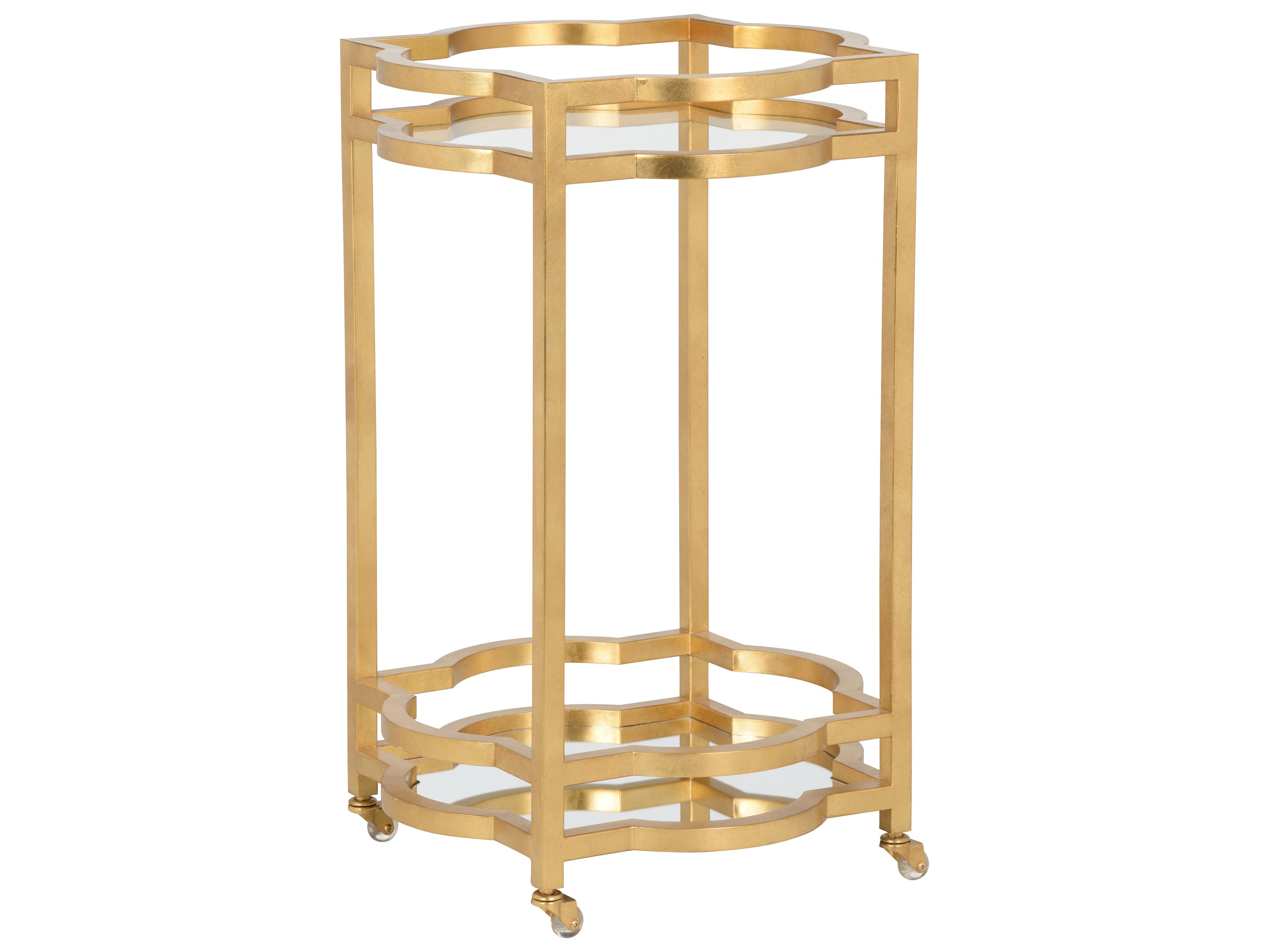 Chelsea House Lisa Kahn Glass Gold Bar Cart