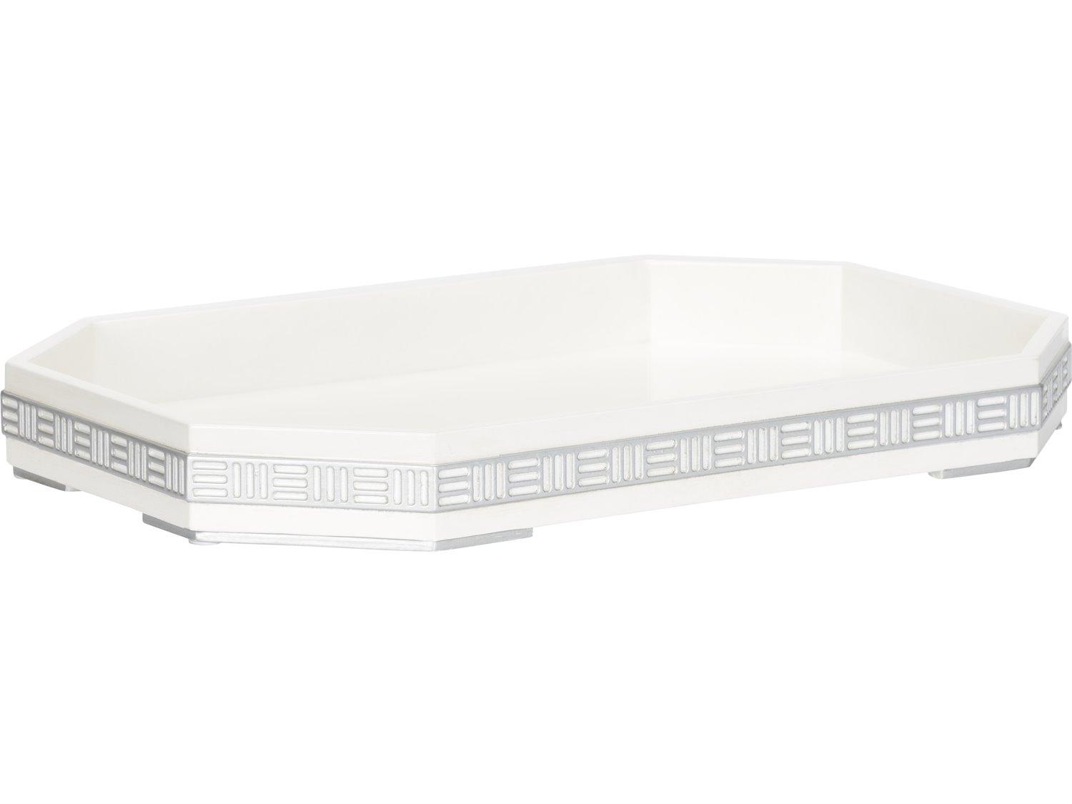 Chelsea House Elizabeth Wicker Ambrose White Cream Silver Serving Tray