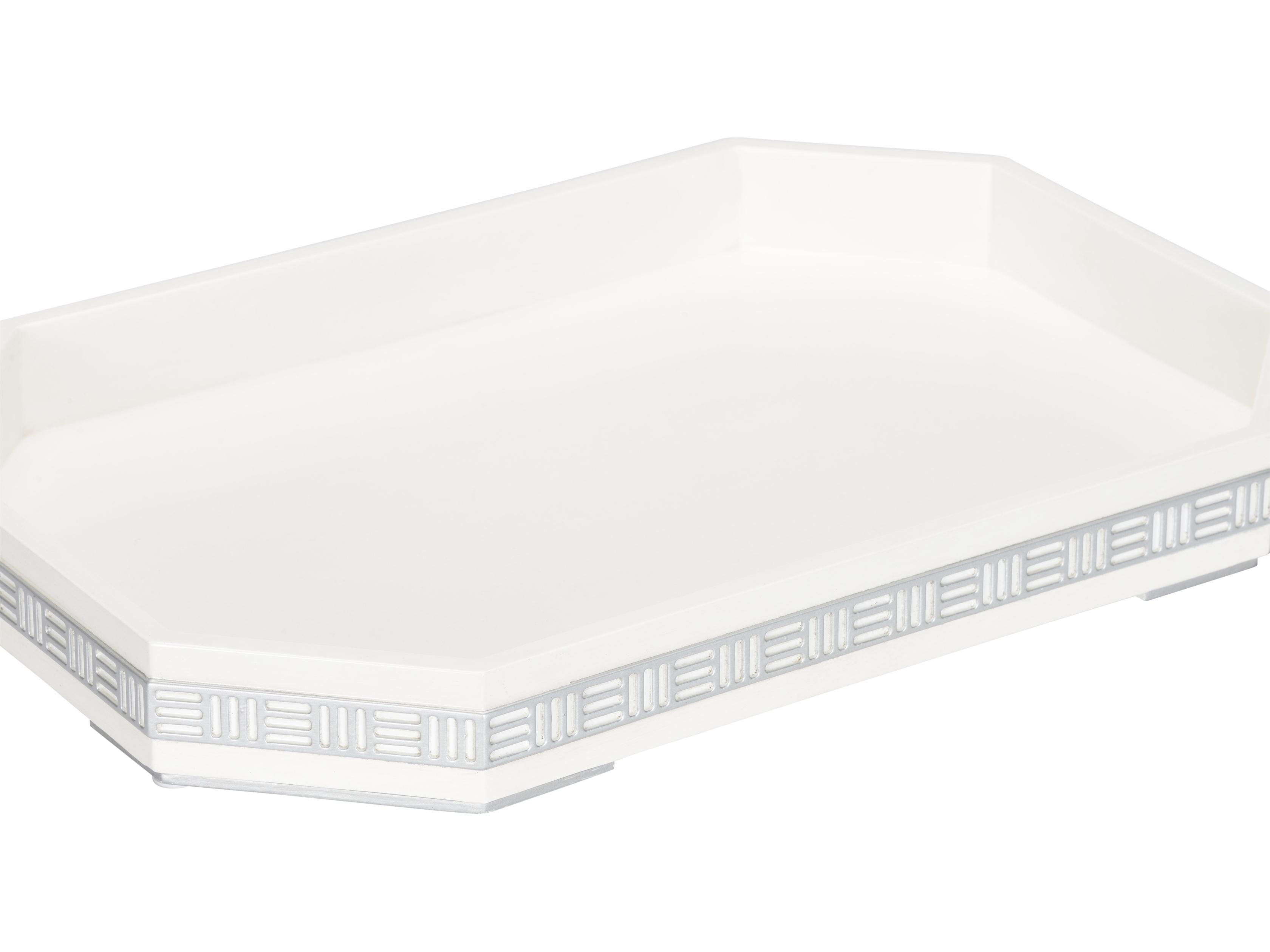 Chelsea House Elizabeth Wicker Ambrose White Cream Silver Serving Tray
