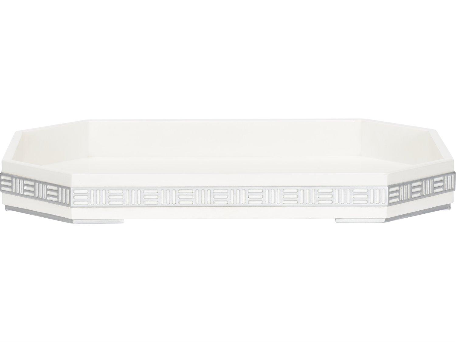 Chelsea House Elizabeth Wicker Ambrose White Cream Silver Serving Tray