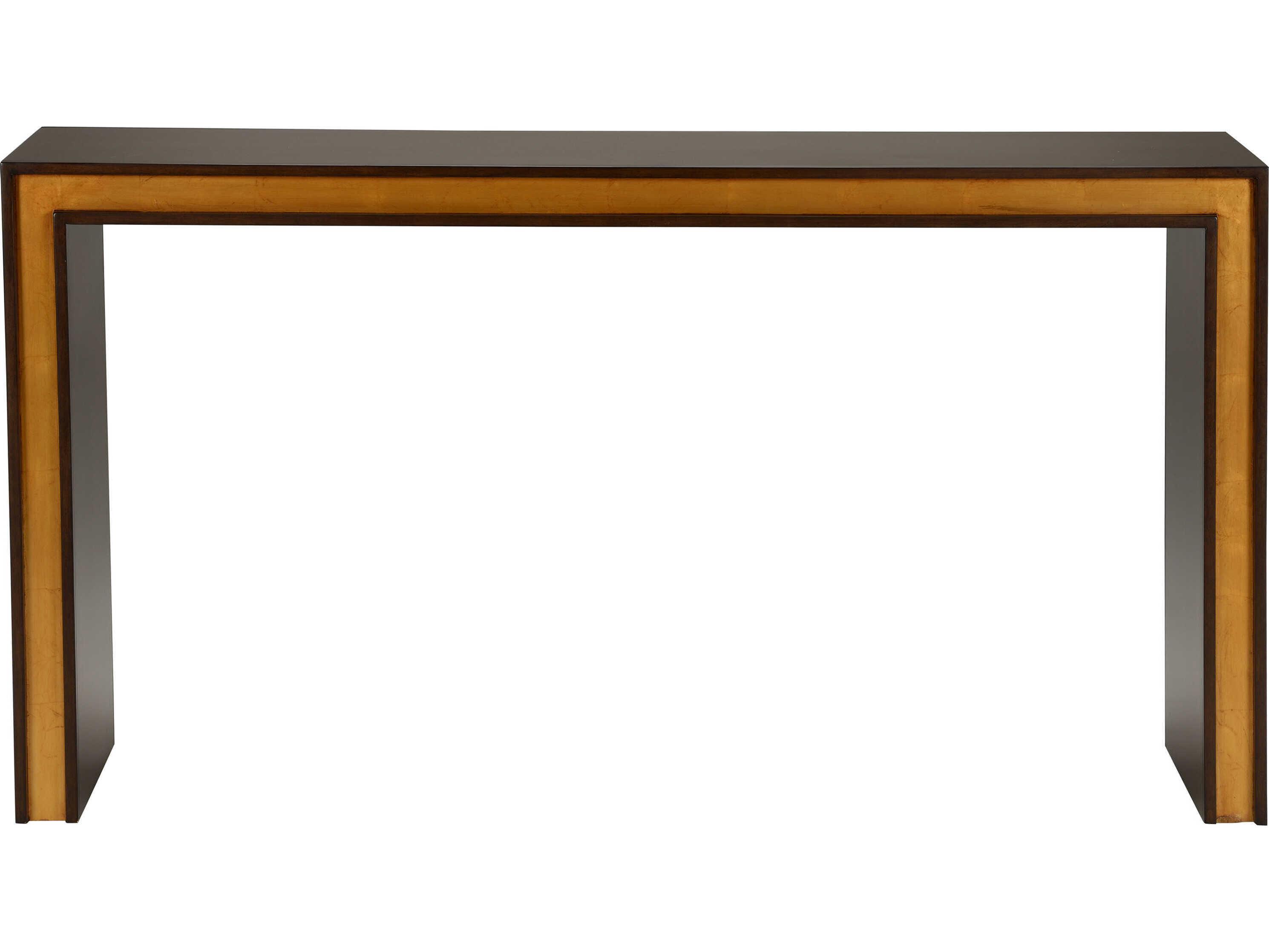 Chelsea House Jamie Merida Rectangular Wood Mahogany Antique Gold Leaf Baldwin Console Table