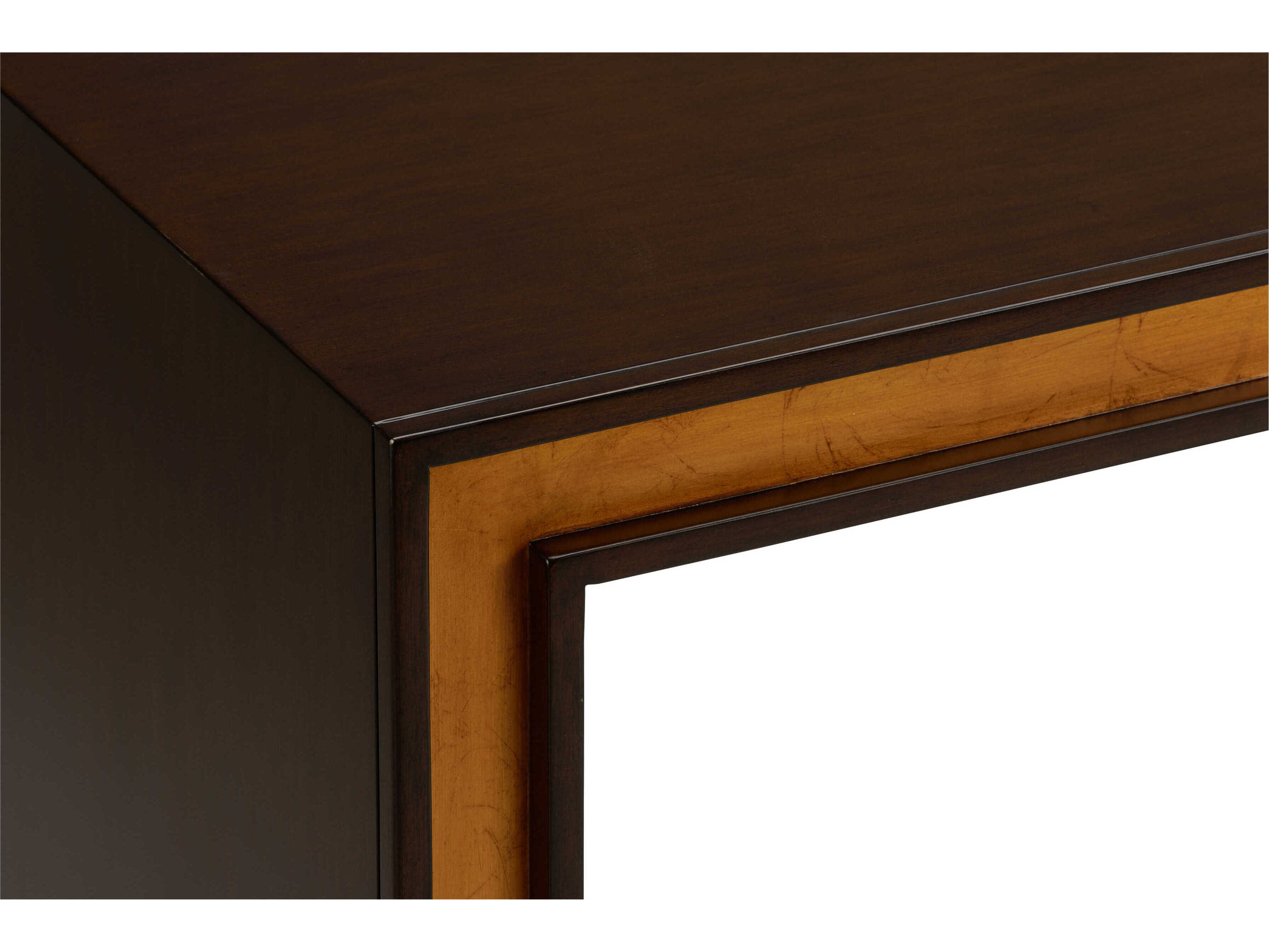 Chelsea House Jamie Merida Rectangular Wood Mahogany Antique Gold Leaf Baldwin Console Table