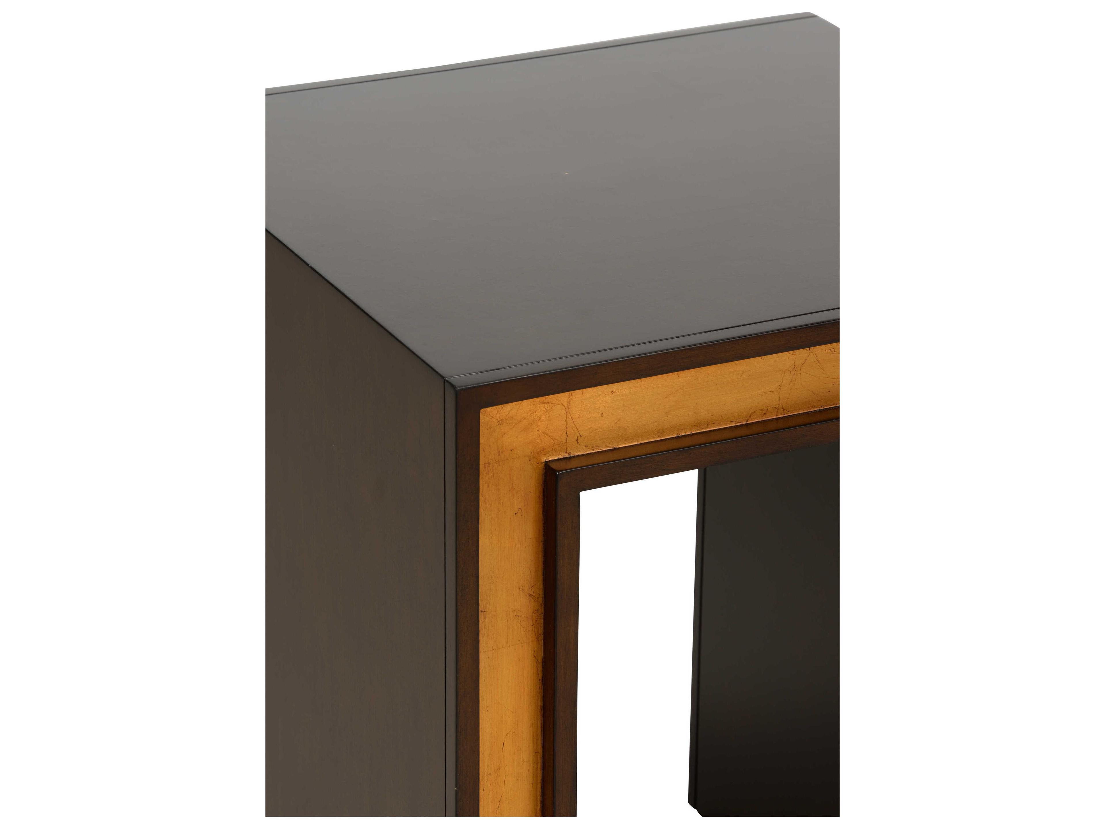 Chelsea House Jamie Merida Square Wood Mahogany Antique Gold Leaf Baldwin End Table