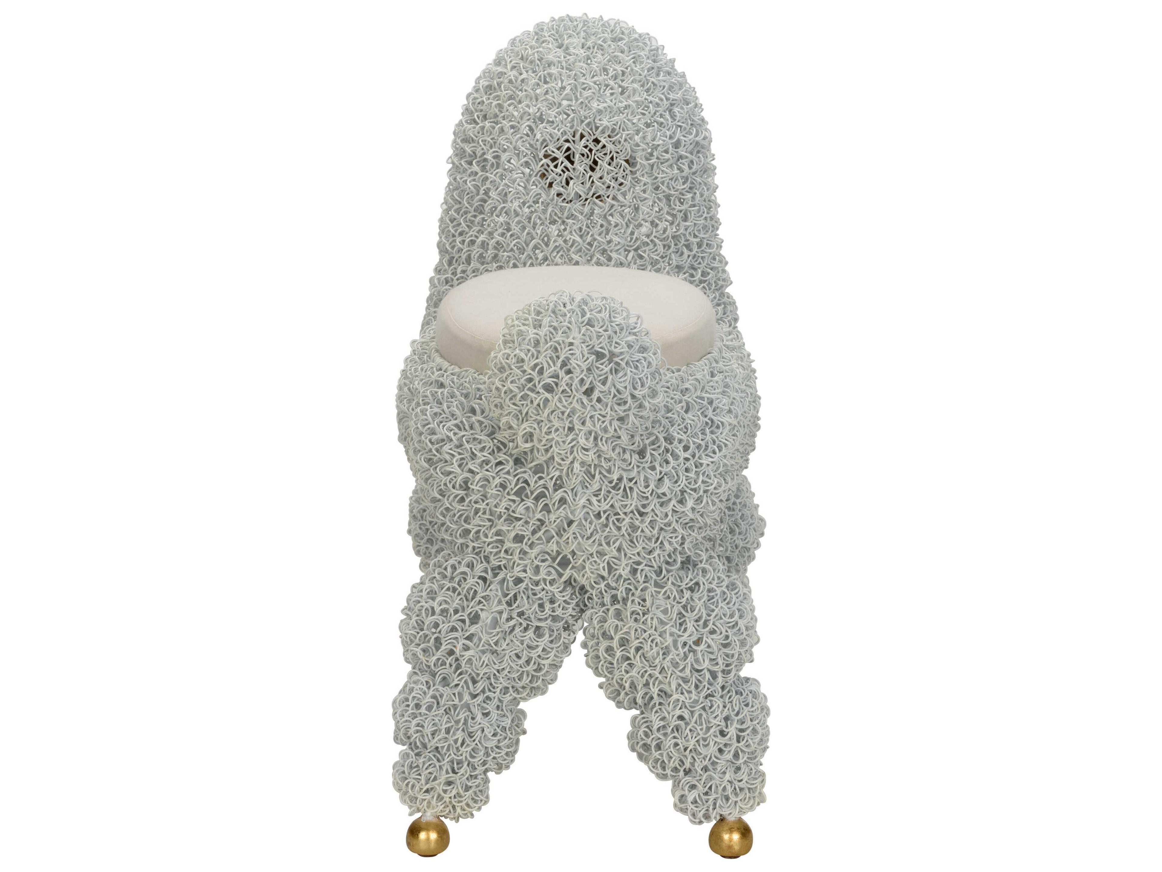 Chelsea House Ooh La La White Gold Leaf Tan Upholstered Accent Stool