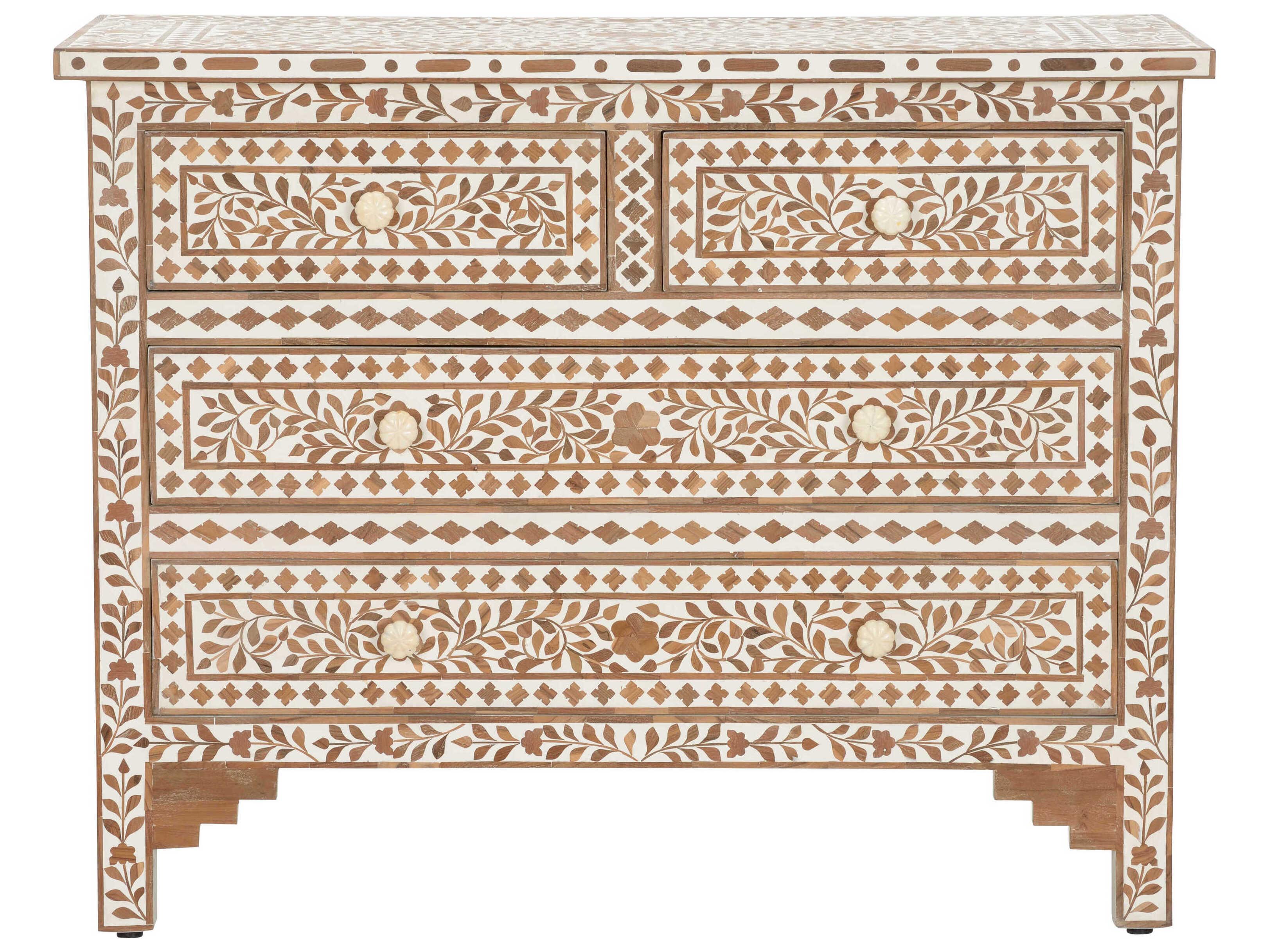 Chelsea House Zara Brown White Teak Wood Accent Chest
