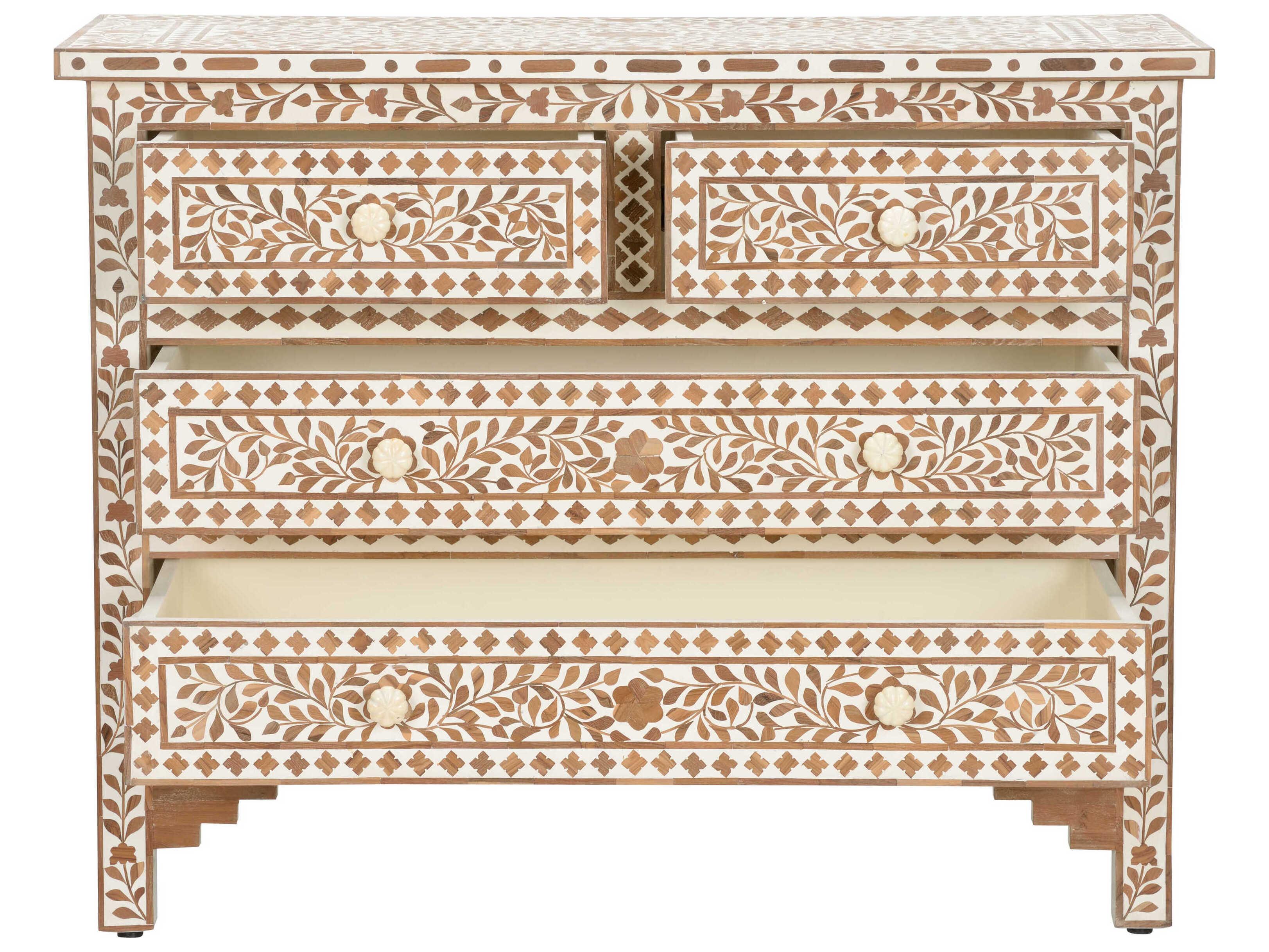 Chelsea House Zara Brown White Teak Wood Accent Chest