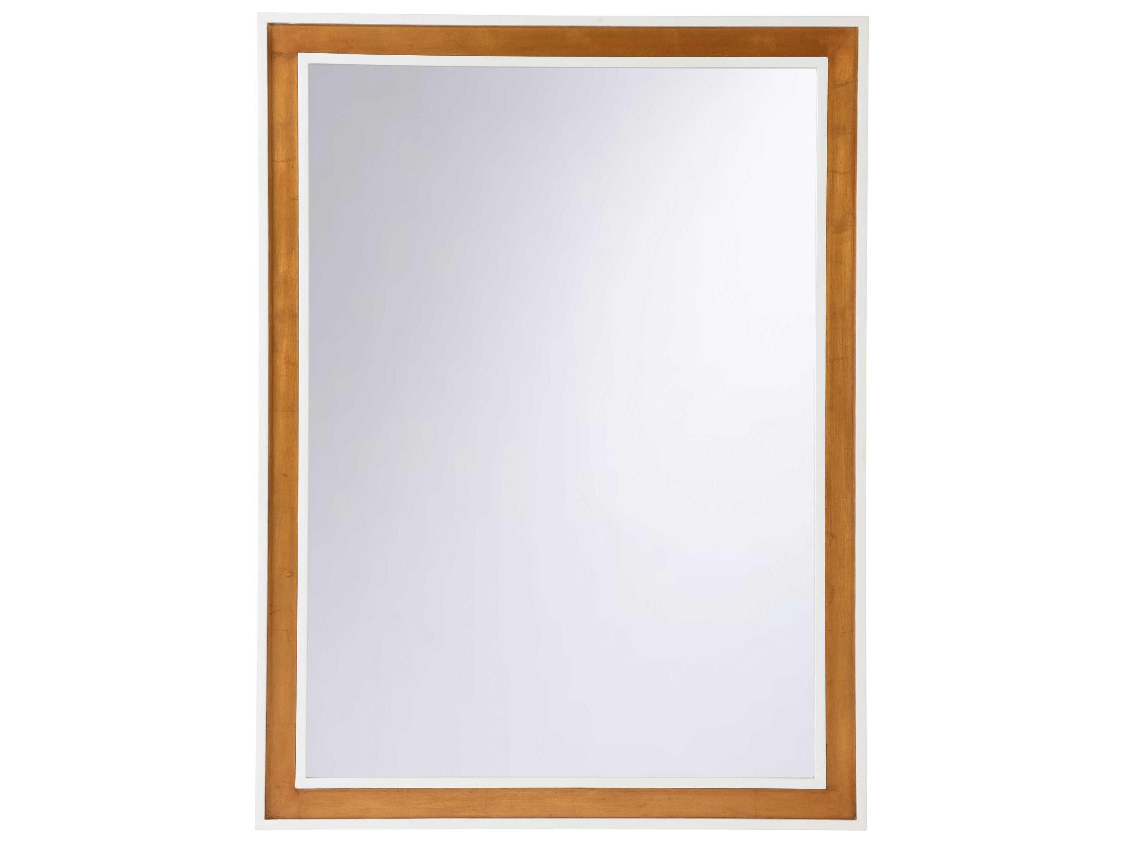 Chelsea House Jamie Merida Baldwin Jamie Merida White Antique Gold Leaf Rectangular Wall Mirror