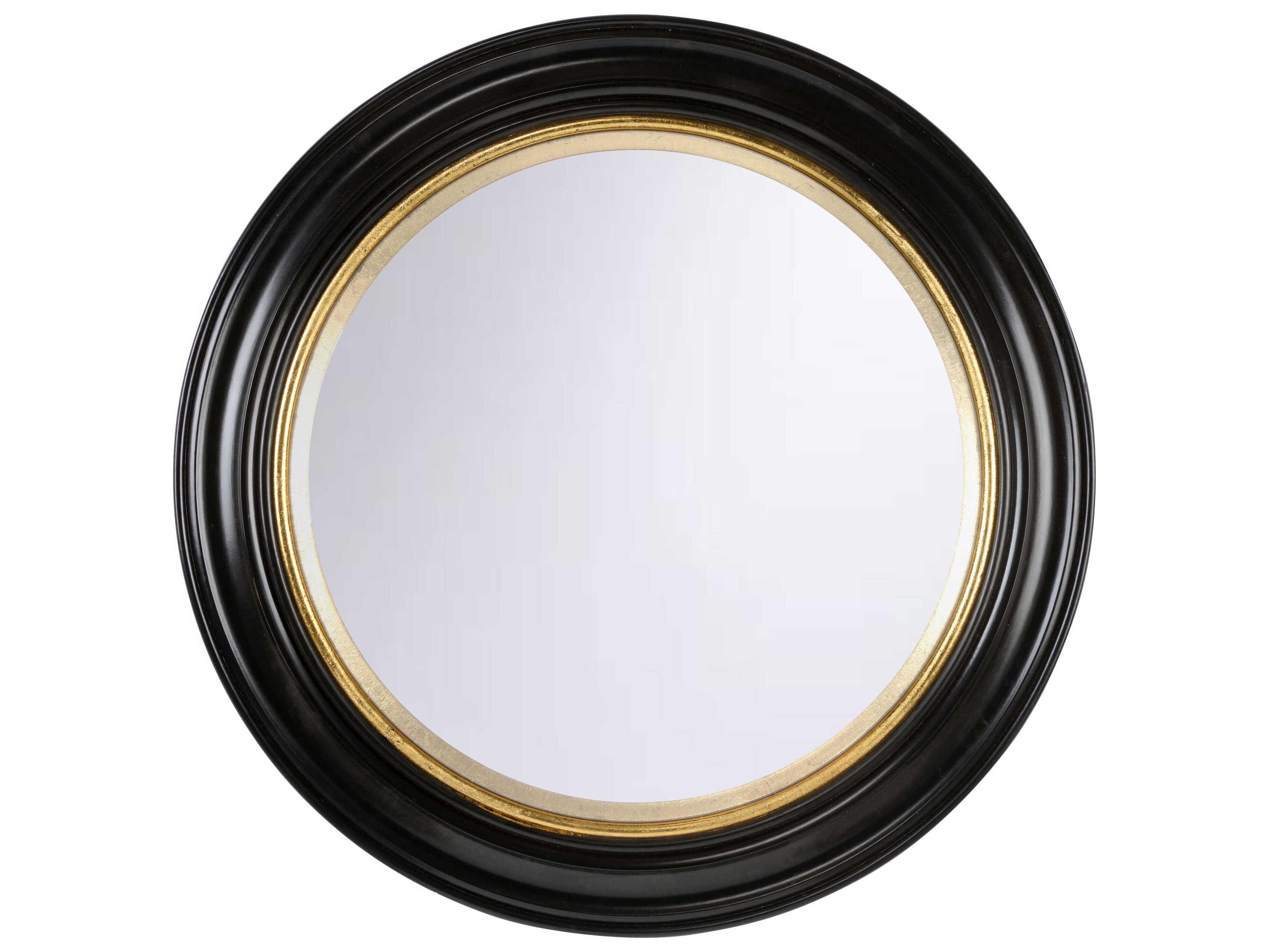 Chelsea House Midnight Circular Black Gold Leaf Round Wall Mirror