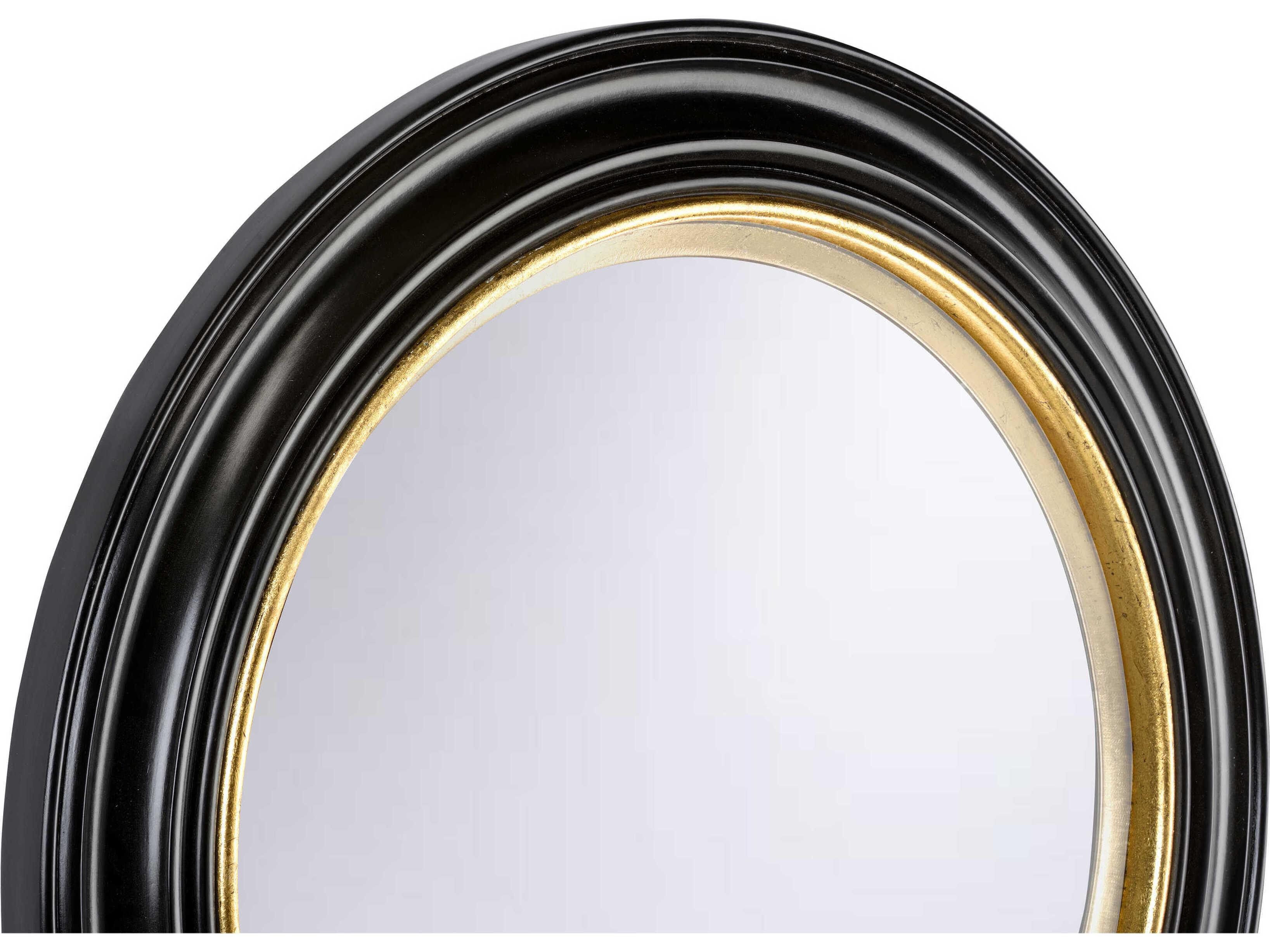 Chelsea House Midnight Circular Black Gold Leaf Round Wall Mirror