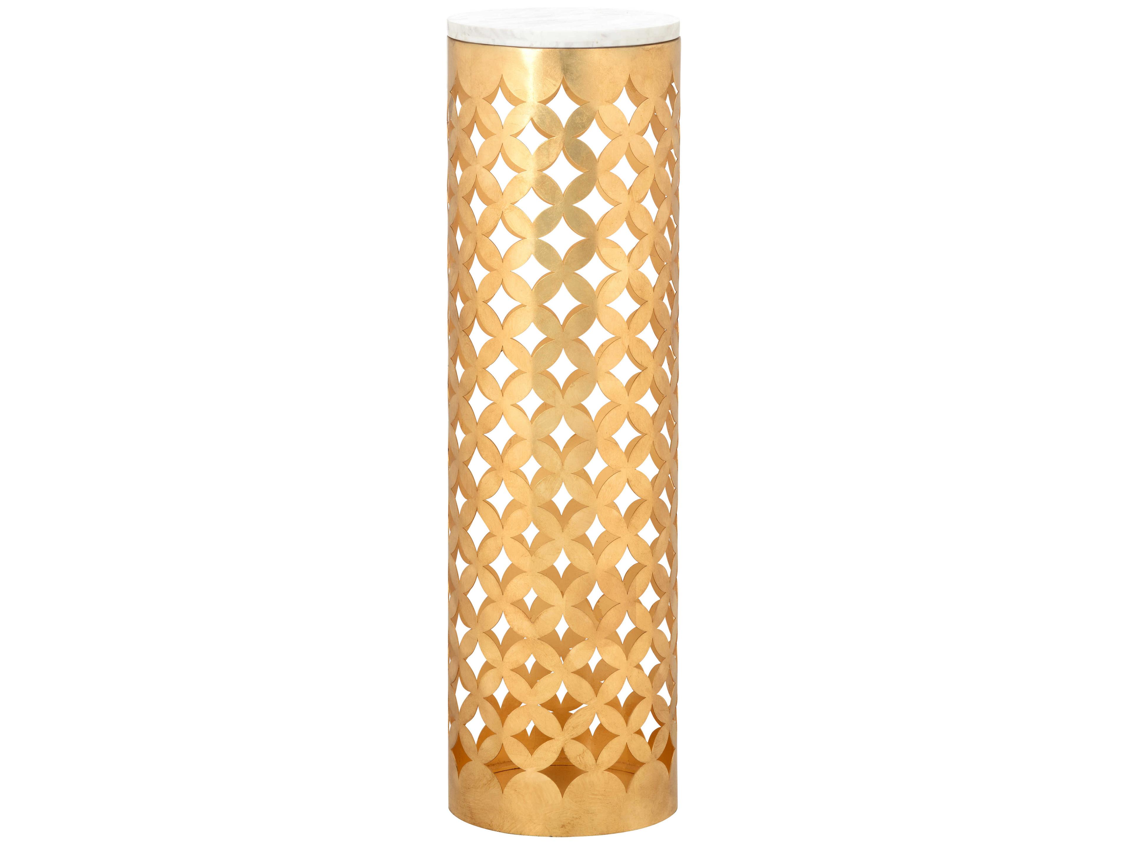 Chelsea House Claire Bell Round Marble Natural White Harper End Table