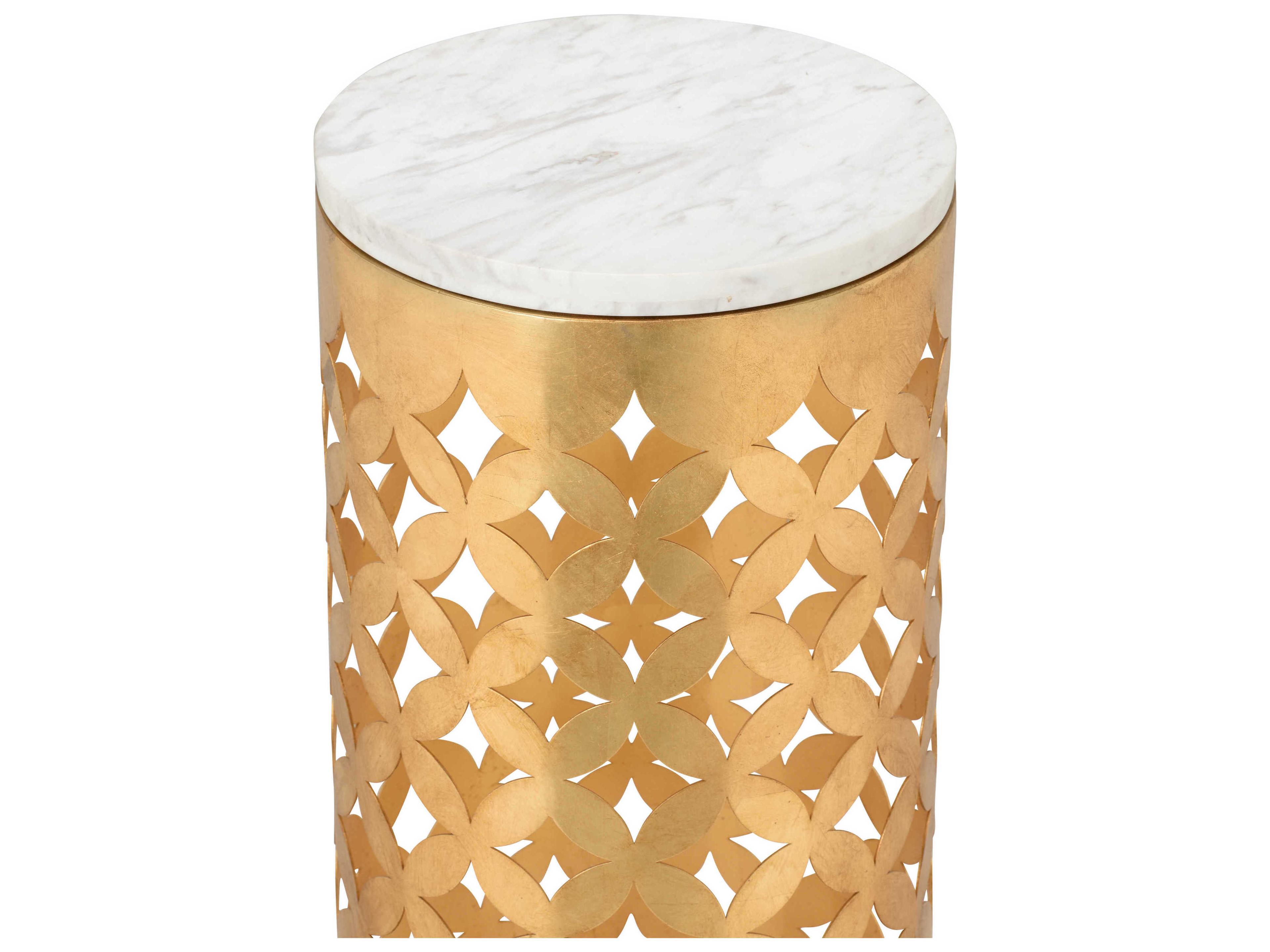 Chelsea House Claire Bell Round Marble Natural White Harper End Table
