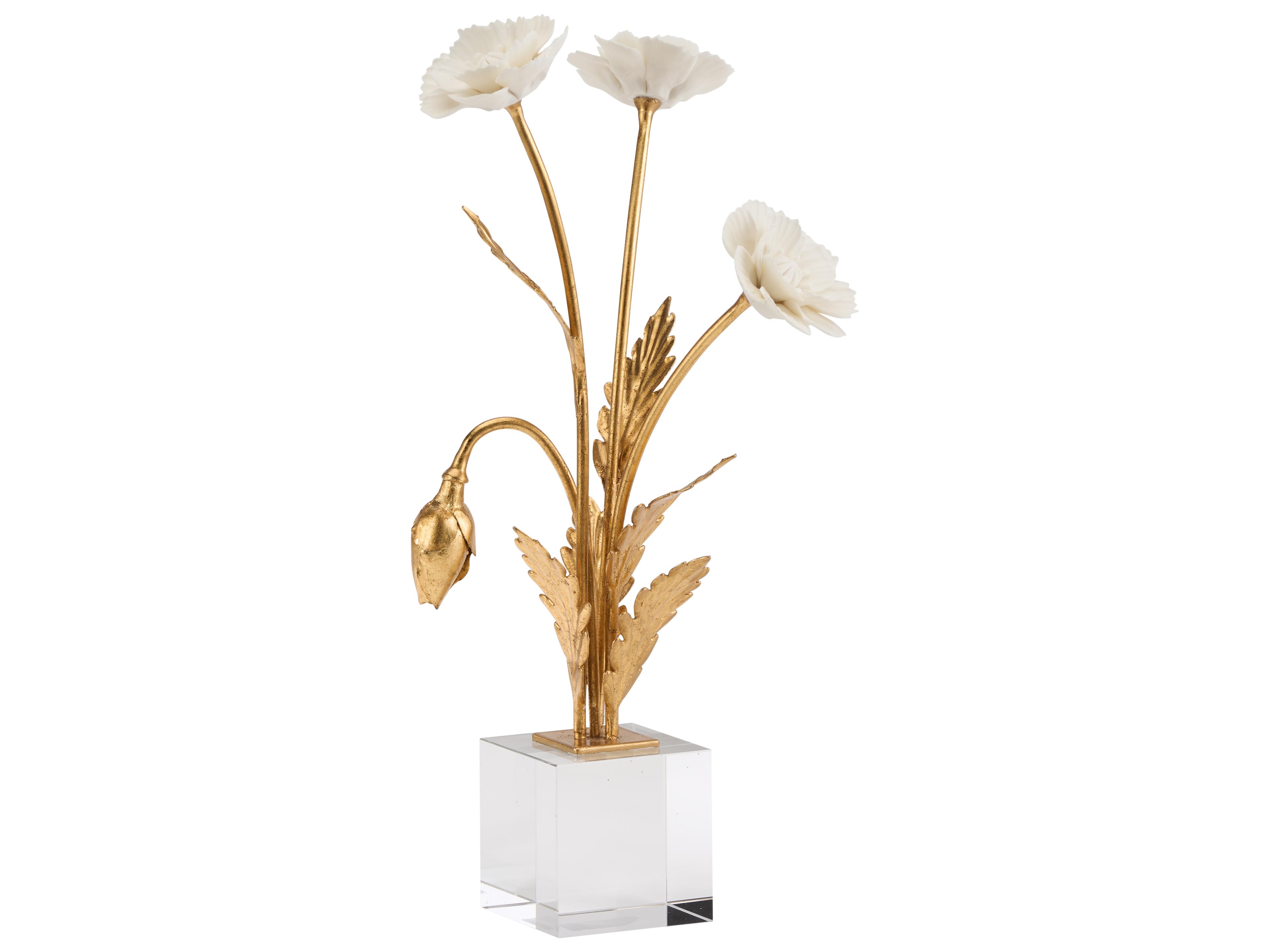 Chelsea House Mark Ross Matte White Gold Leaf Clear Decorative Accent