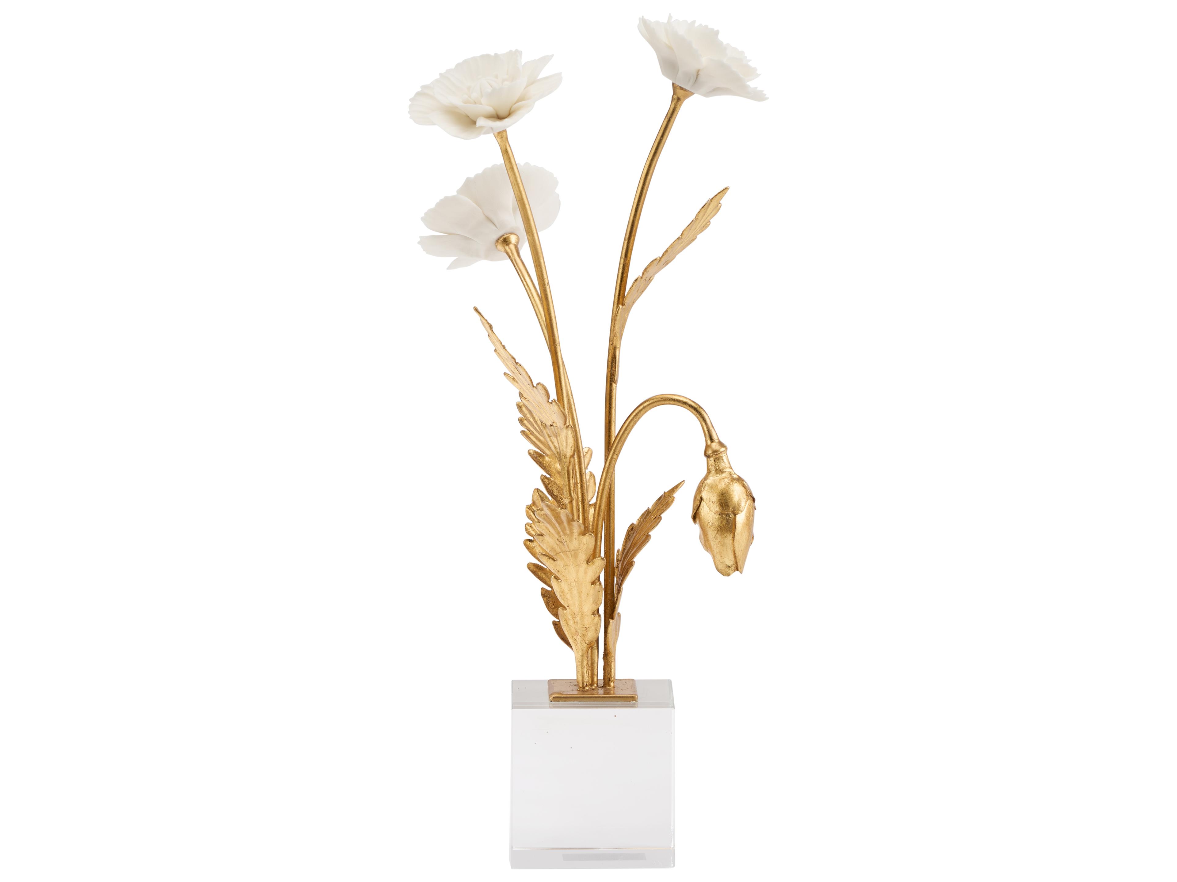 Chelsea House Mark Ross Matte White Gold Leaf Clear Decorative Accent