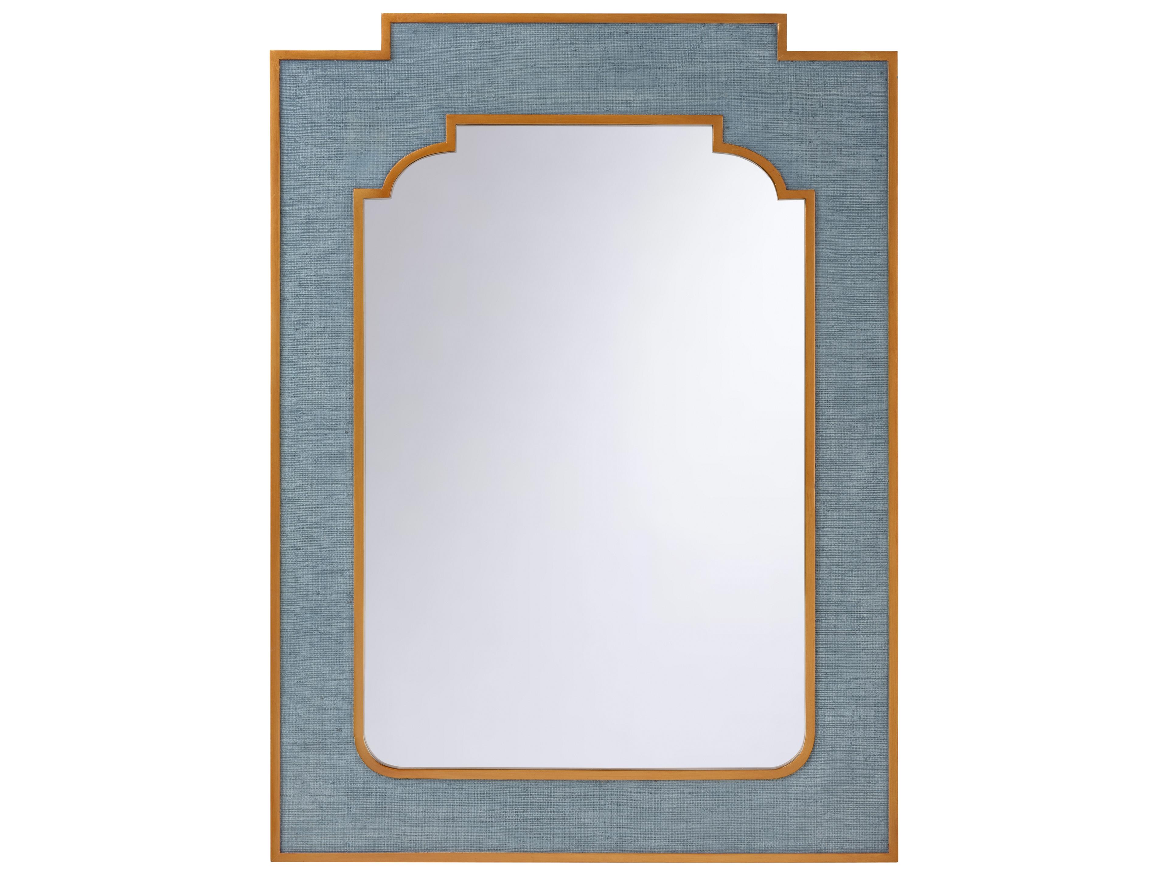 Chelsea House Bill Cain Blue Gold Leaf Clear Plain Wall Mirror Vertical