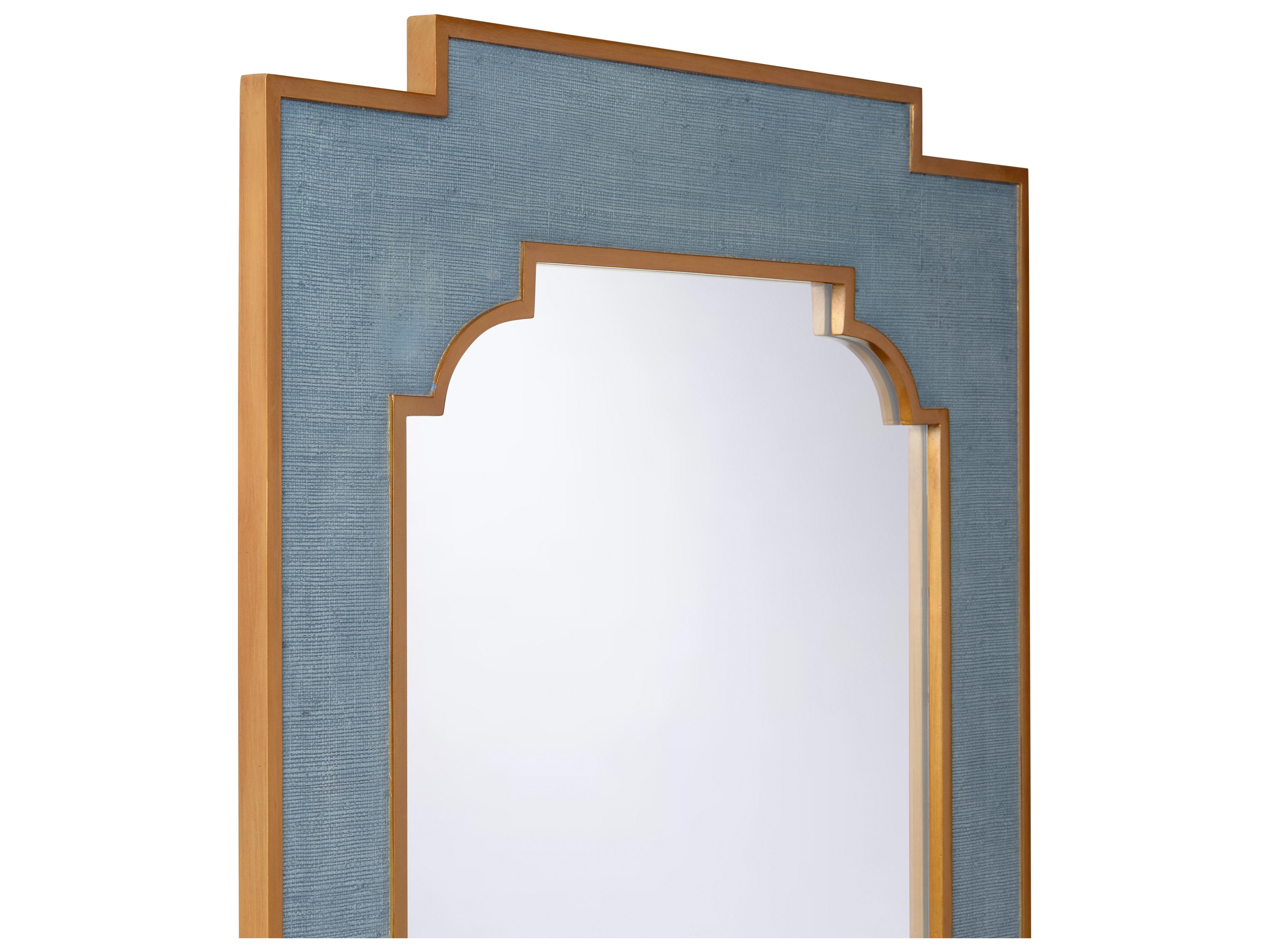 Chelsea House Bill Cain Blue Gold Leaf Clear Plain Wall Mirror Vertical