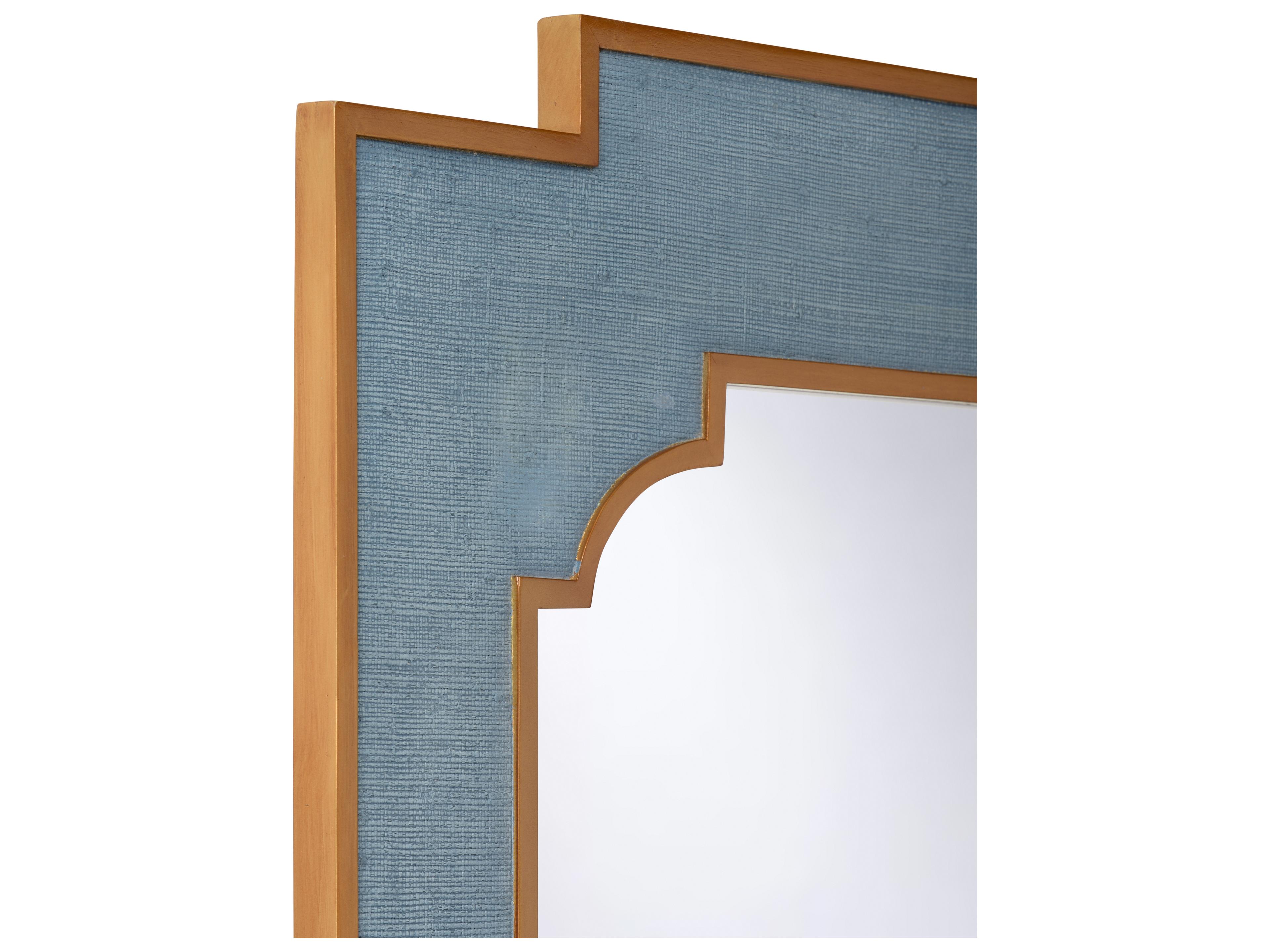 Chelsea House Bill Cain Blue Gold Leaf Clear Plain Wall Mirror Vertical