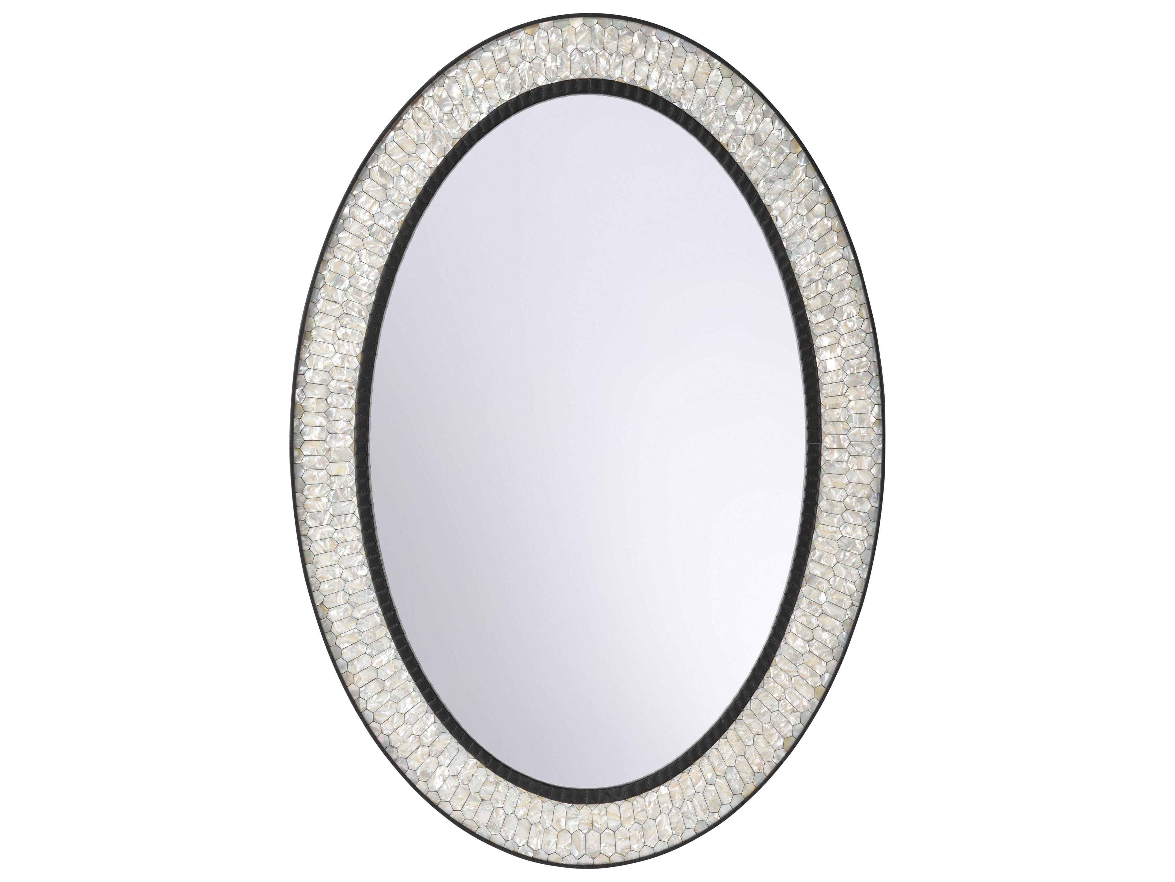 Chelsea House Jamie Merida Black Natural White Clear Plain Wall Mirror Oval