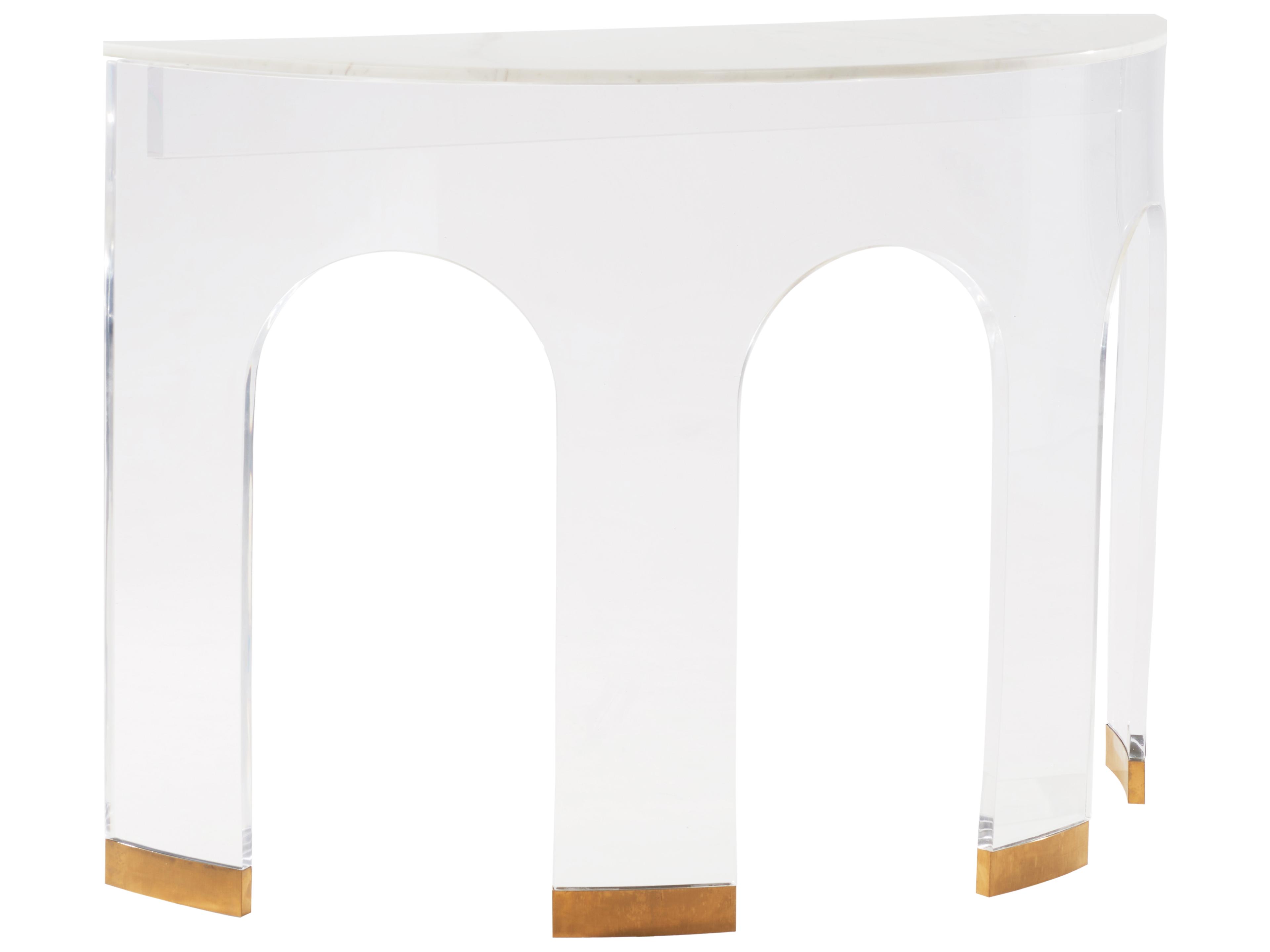 Chelsea House Demilune Marble Clear White Console Table