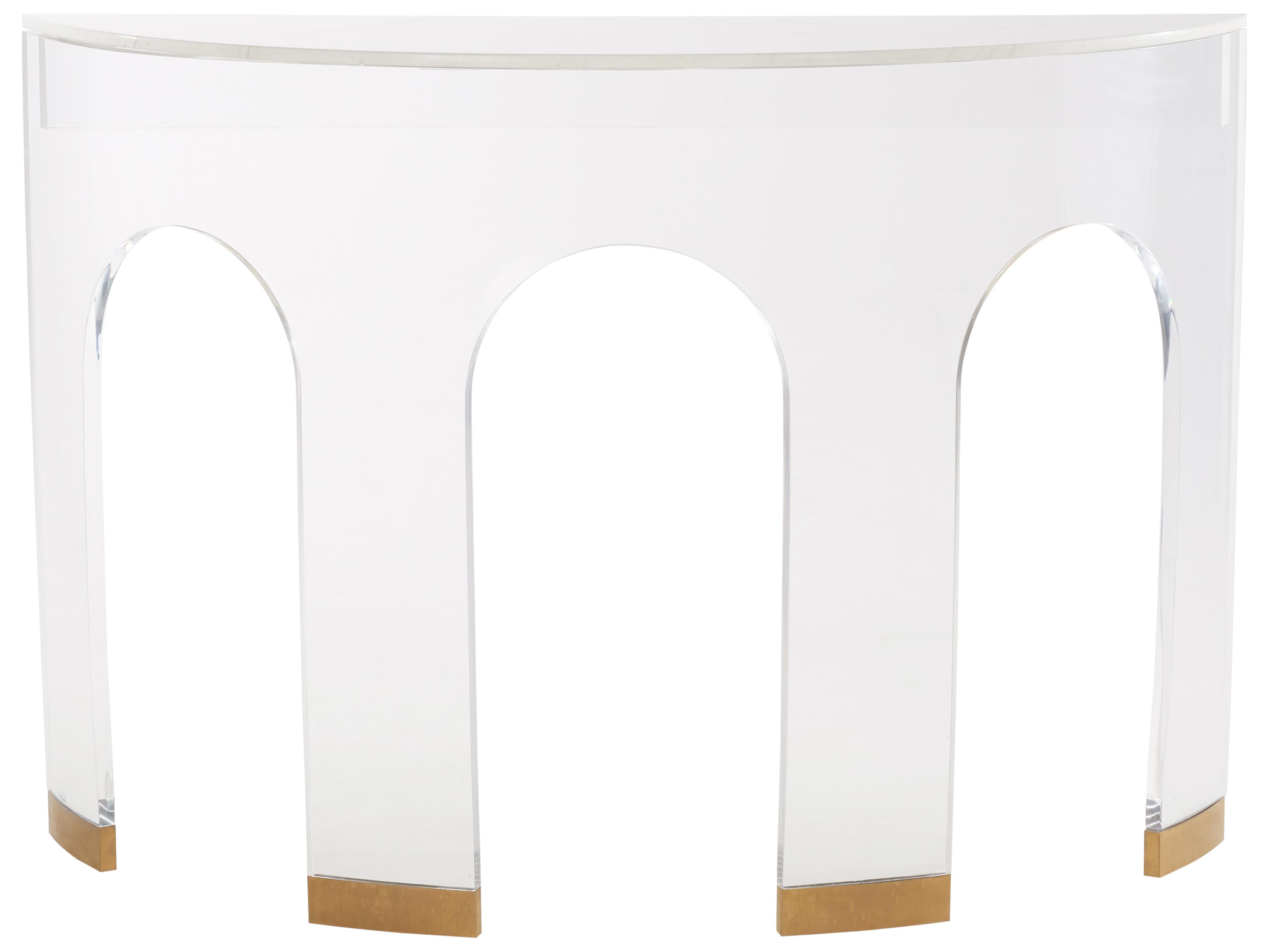 Chelsea House Demilune Marble Clear White Console Table