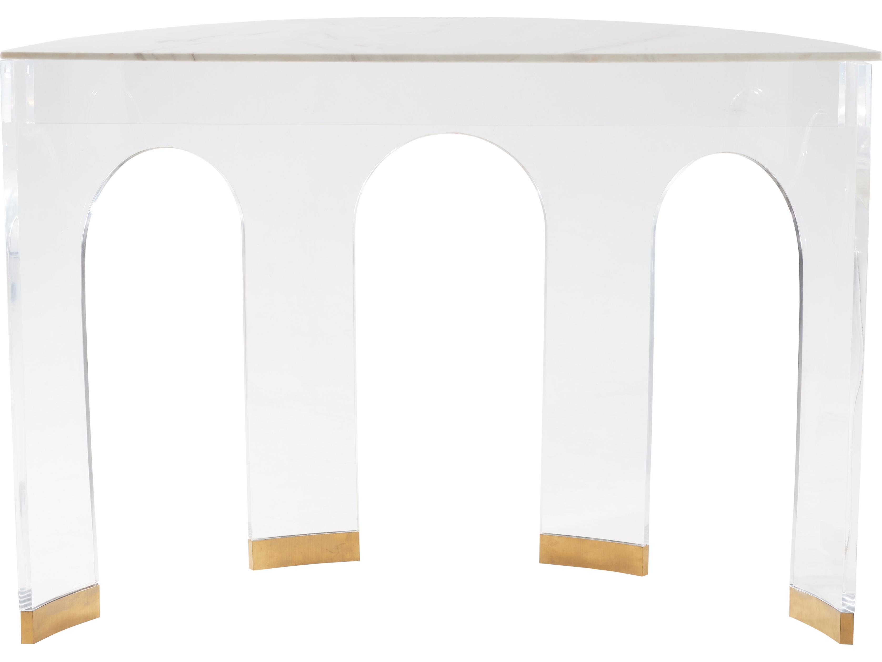 Chelsea House Demilune Marble Clear White Console Table
