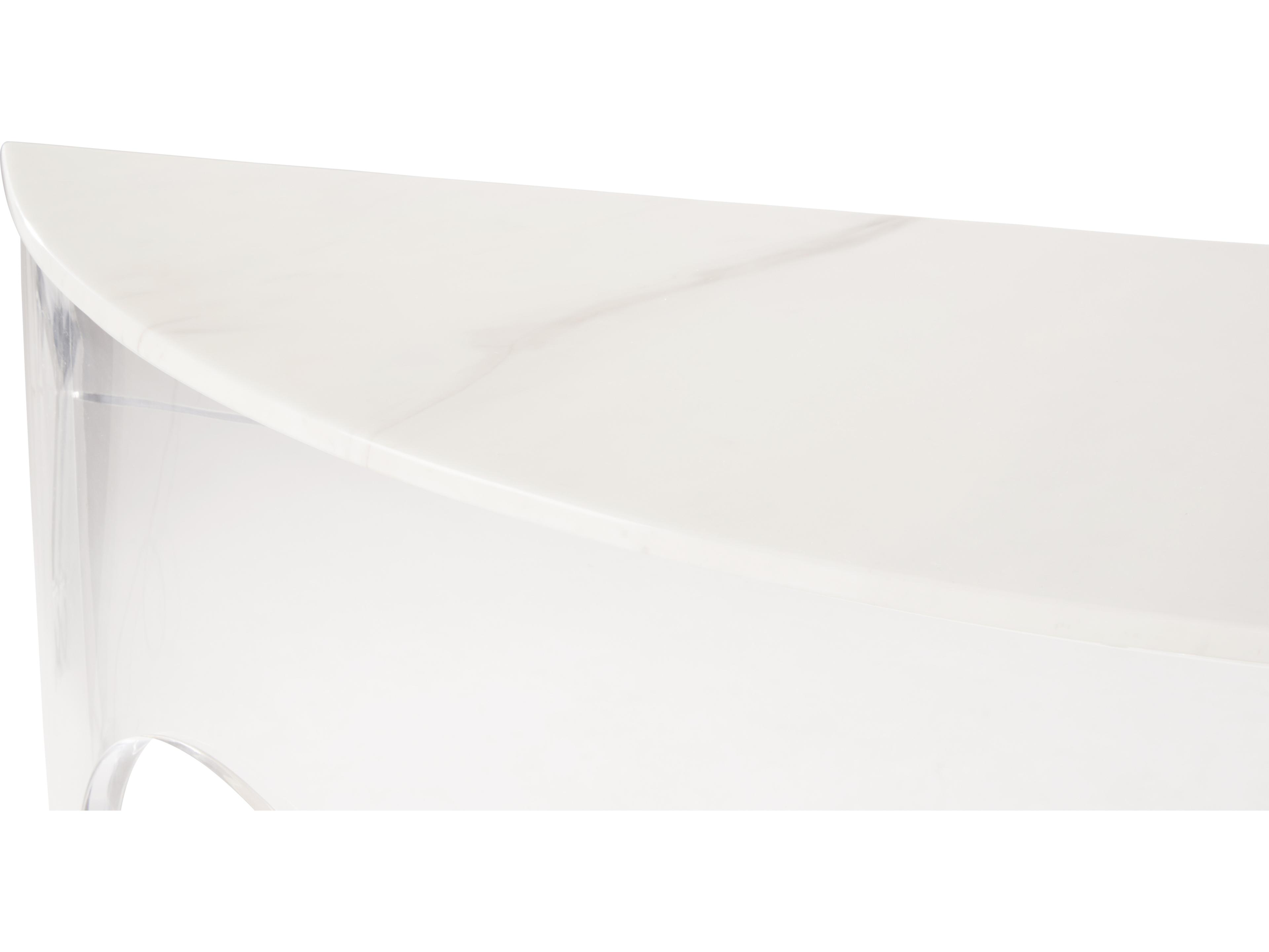 Chelsea House Demilune Marble Clear White Console Table