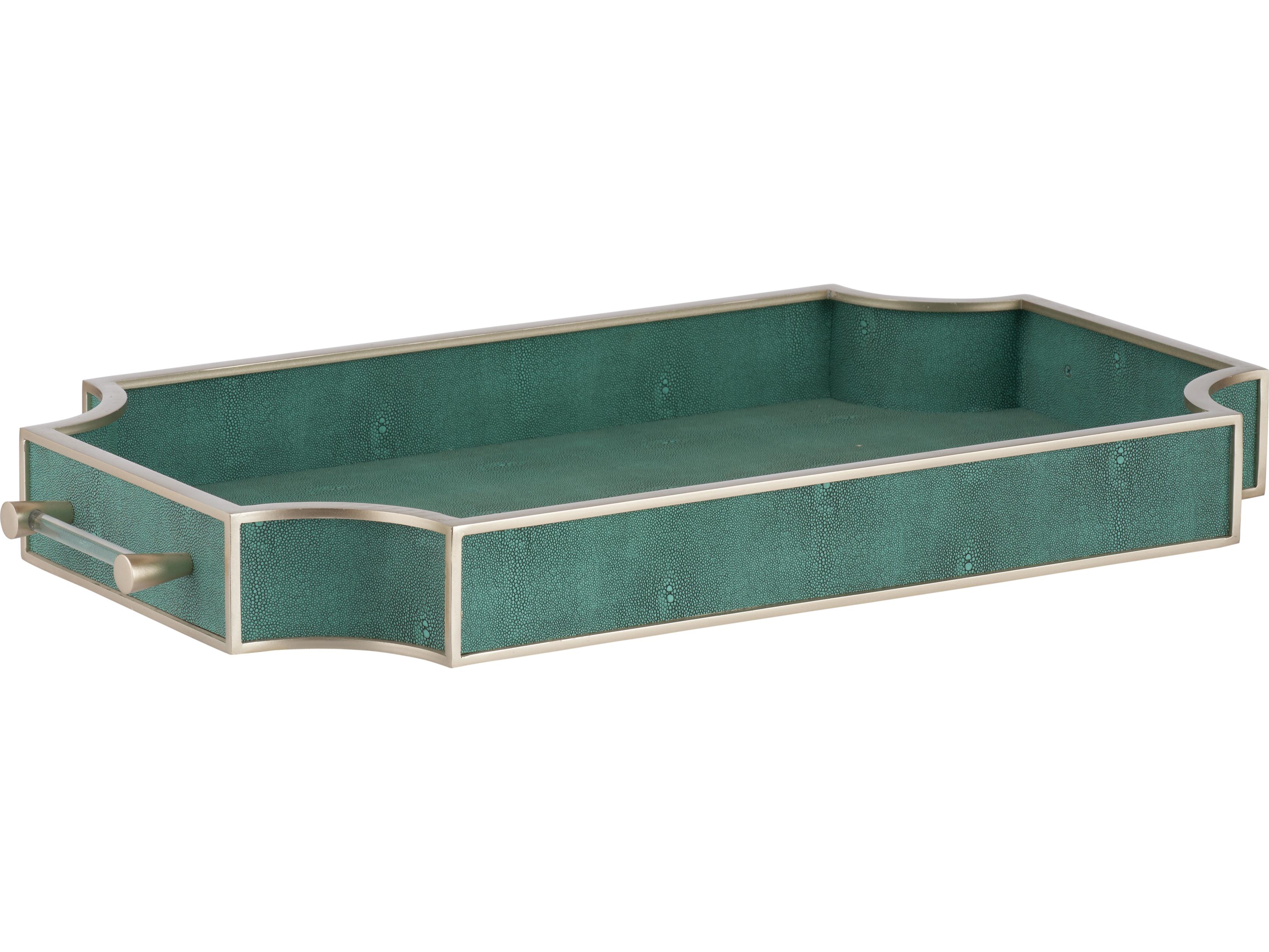 Chelsea House Elizabeth Wicker Green Silver Leaf Serving Tray