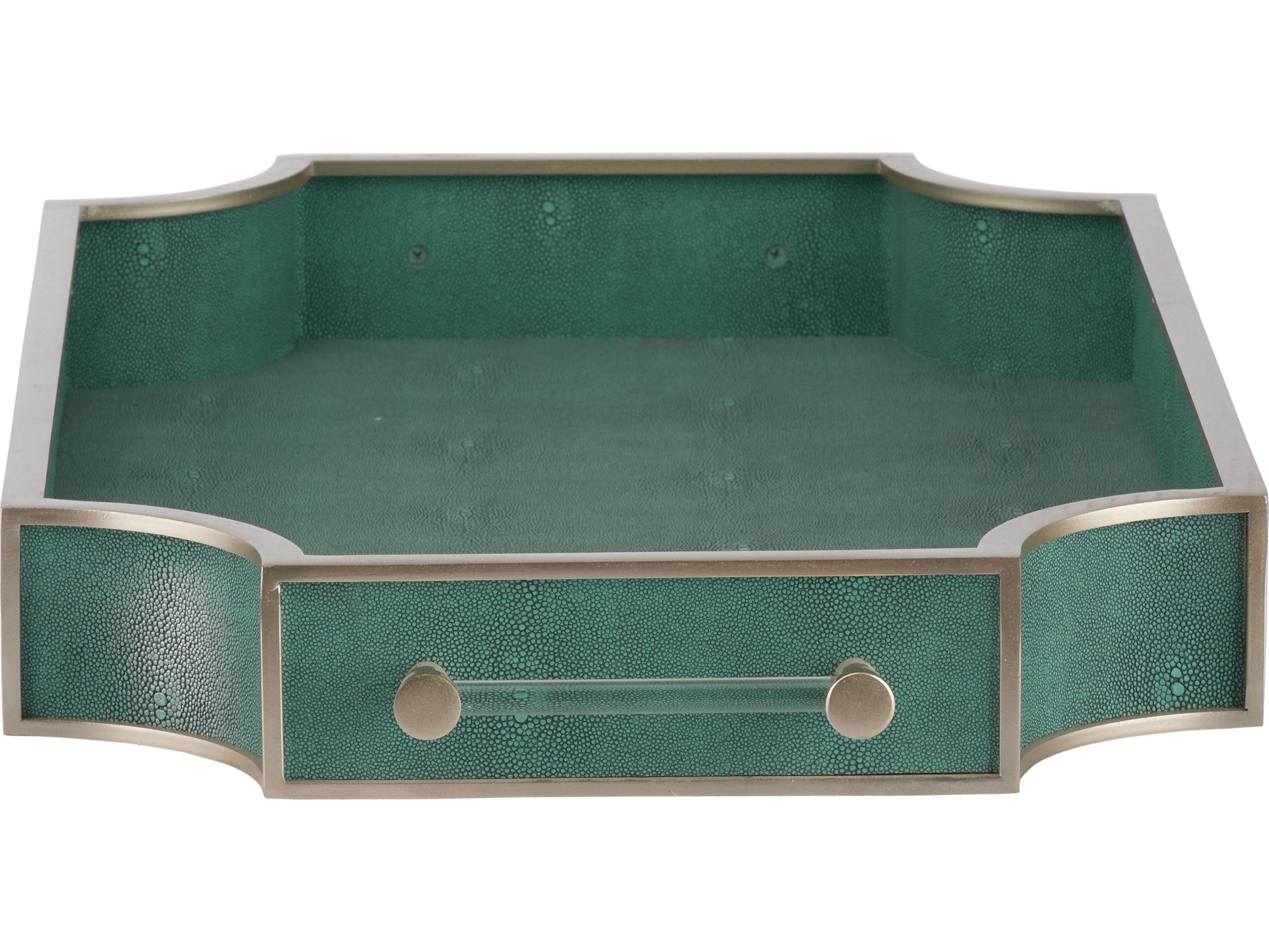Chelsea House Elizabeth Wicker Green Silver Leaf Serving Tray