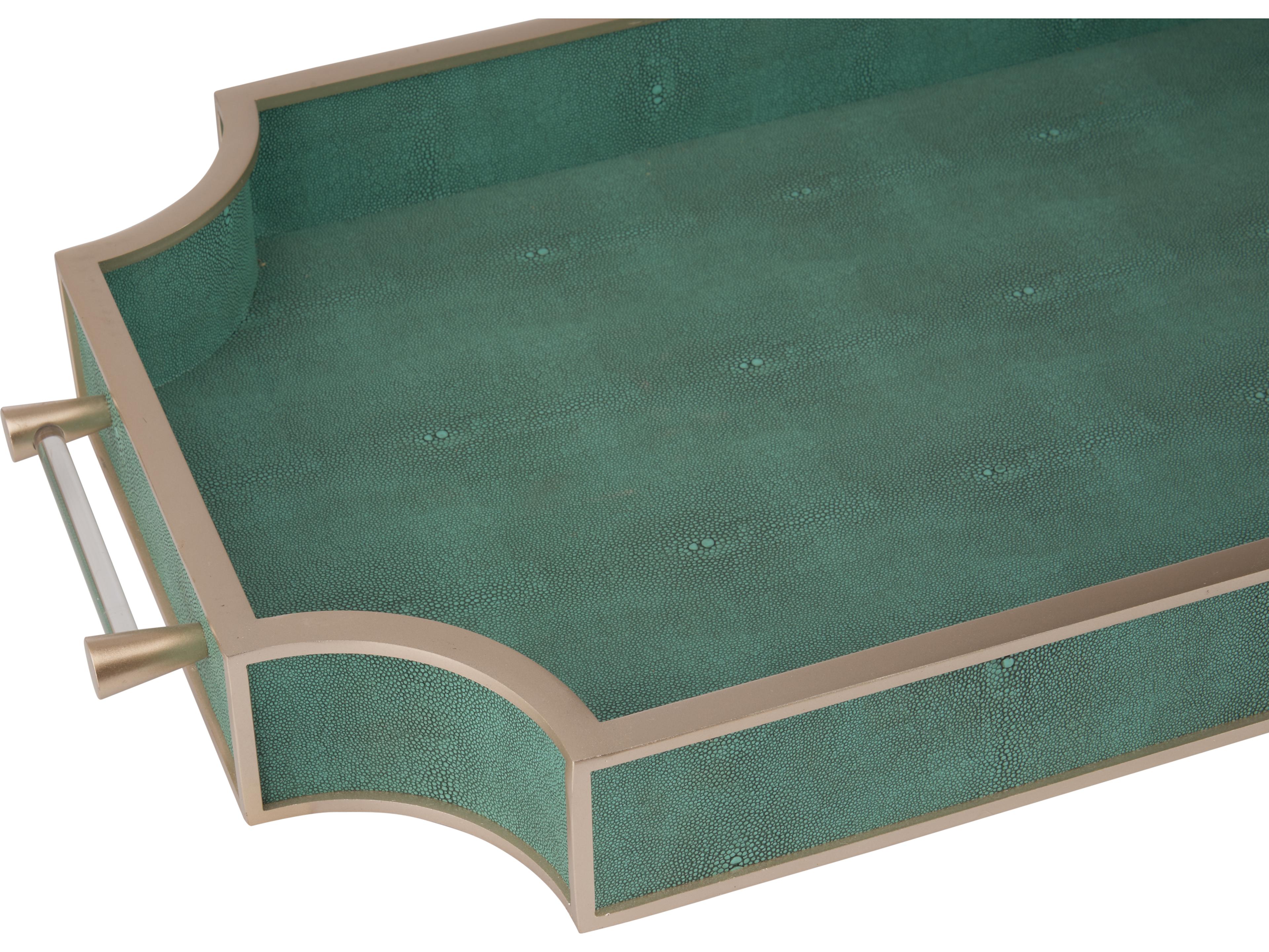 Chelsea House Elizabeth Wicker Green Silver Leaf Serving Tray