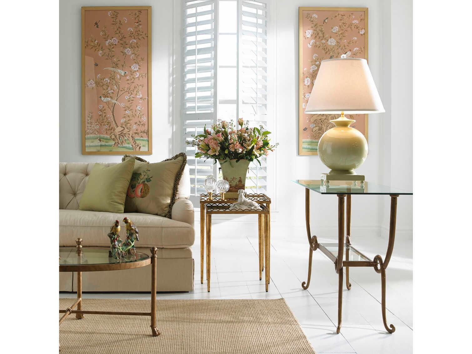 Chelsea House Gordon Oval Glass Antique Gold Coffee Table