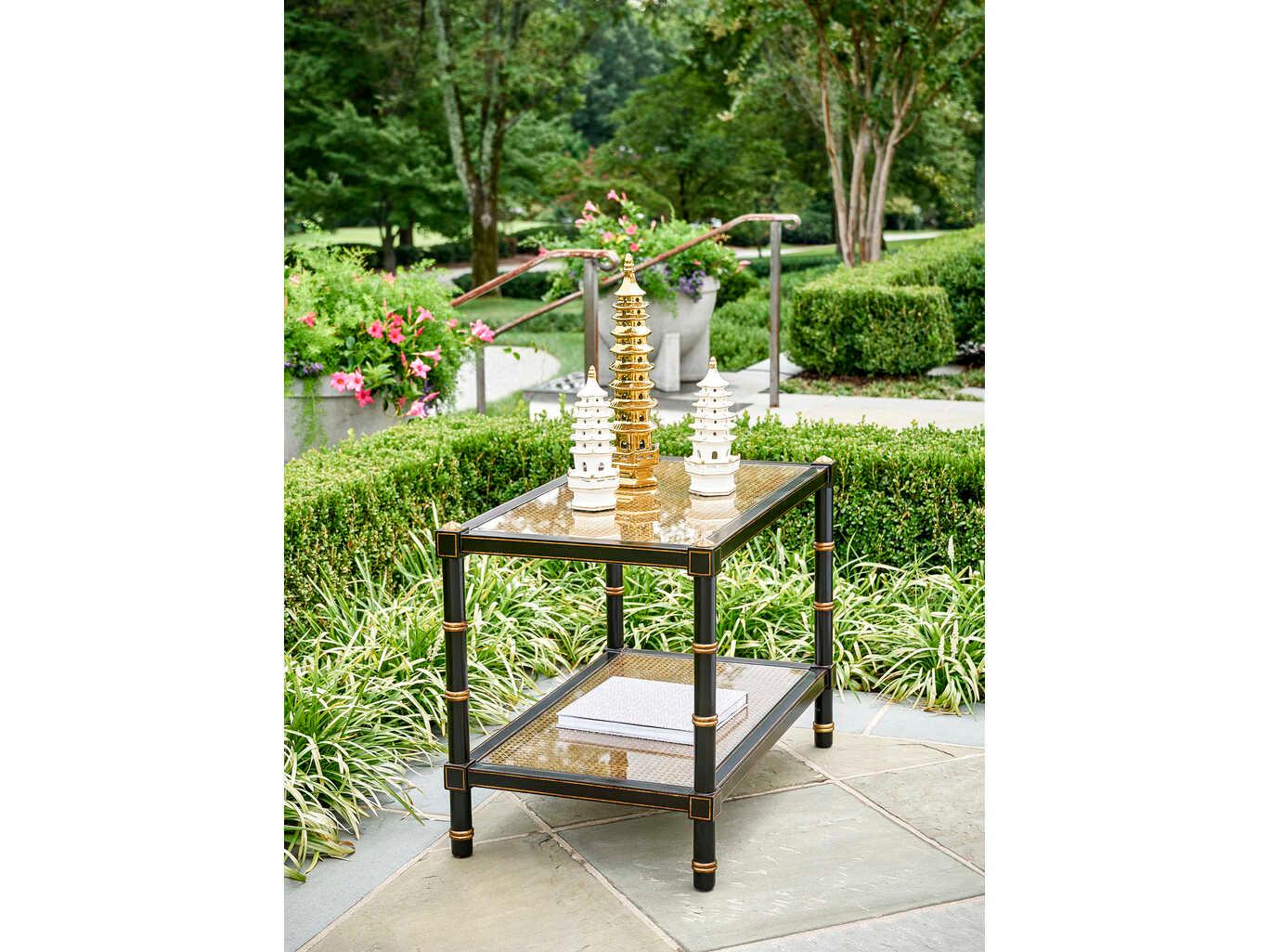 Chelsea House Conner Rectangular Glass Black With Gold Accent Coffee Table
