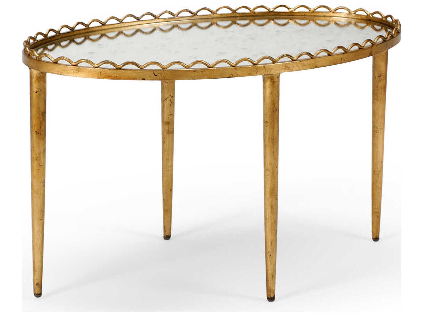 Chelsea House Notting Hill Oval Mirror Gold Cocktail Table