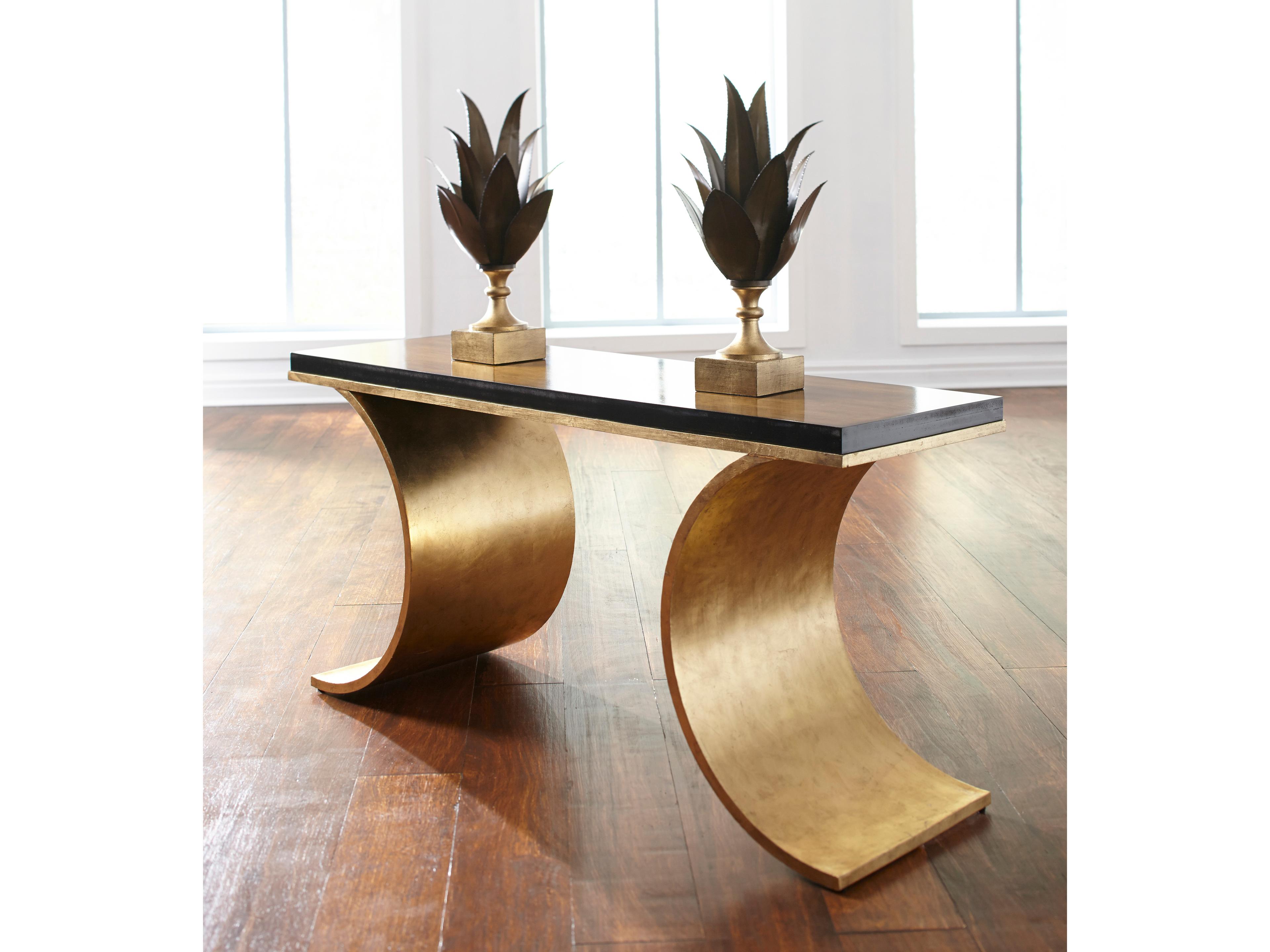 Chelsea House Thames Rectangular Wood Brown Gold Console -