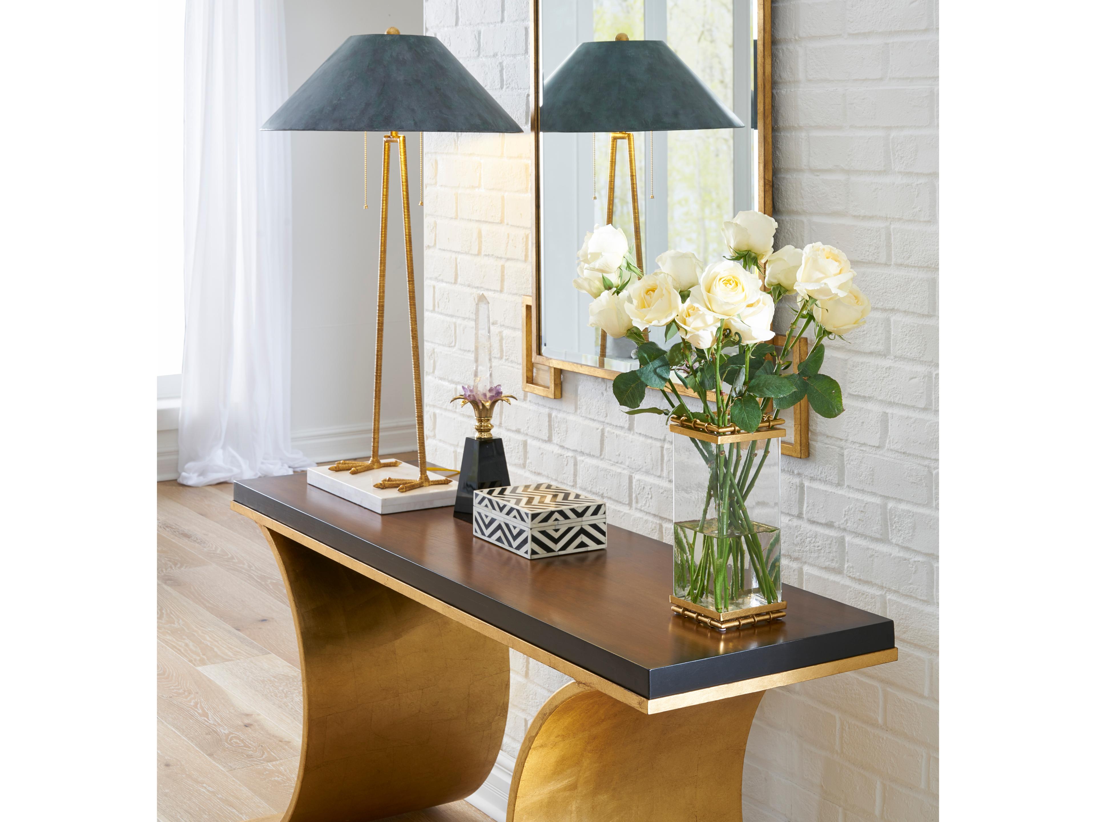 Chelsea House Thames Rectangular Wood Brown Gold Console -