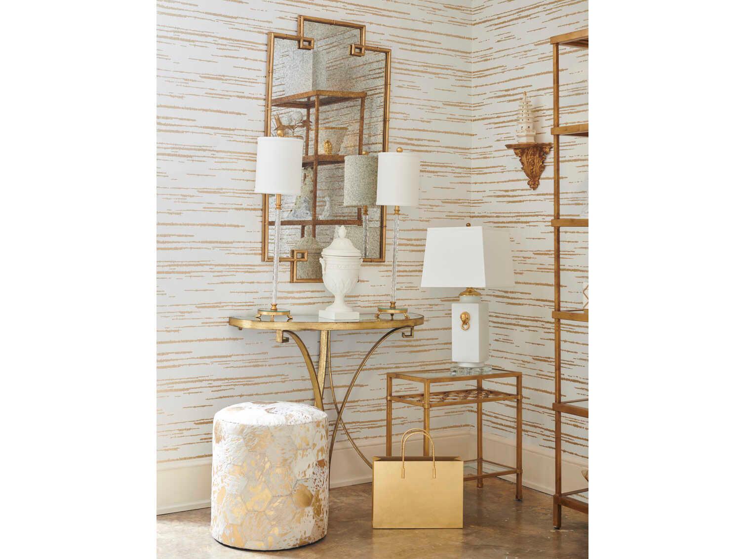 Chelsea House Pacific Rectangular Glass Antique Gold End Table