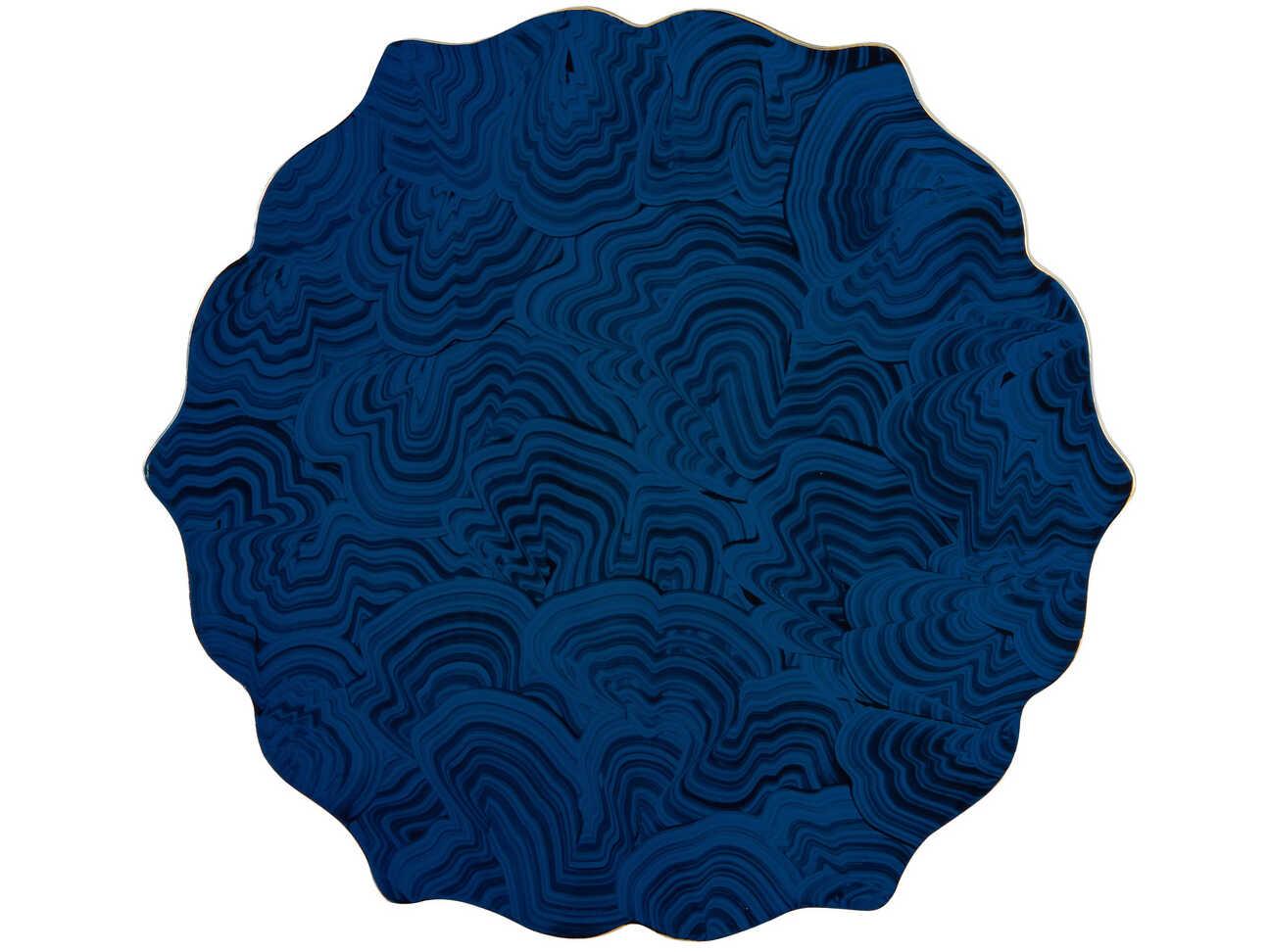 Chelsea House Accent Round Fiberglass Blue With Gold Leaf End Table