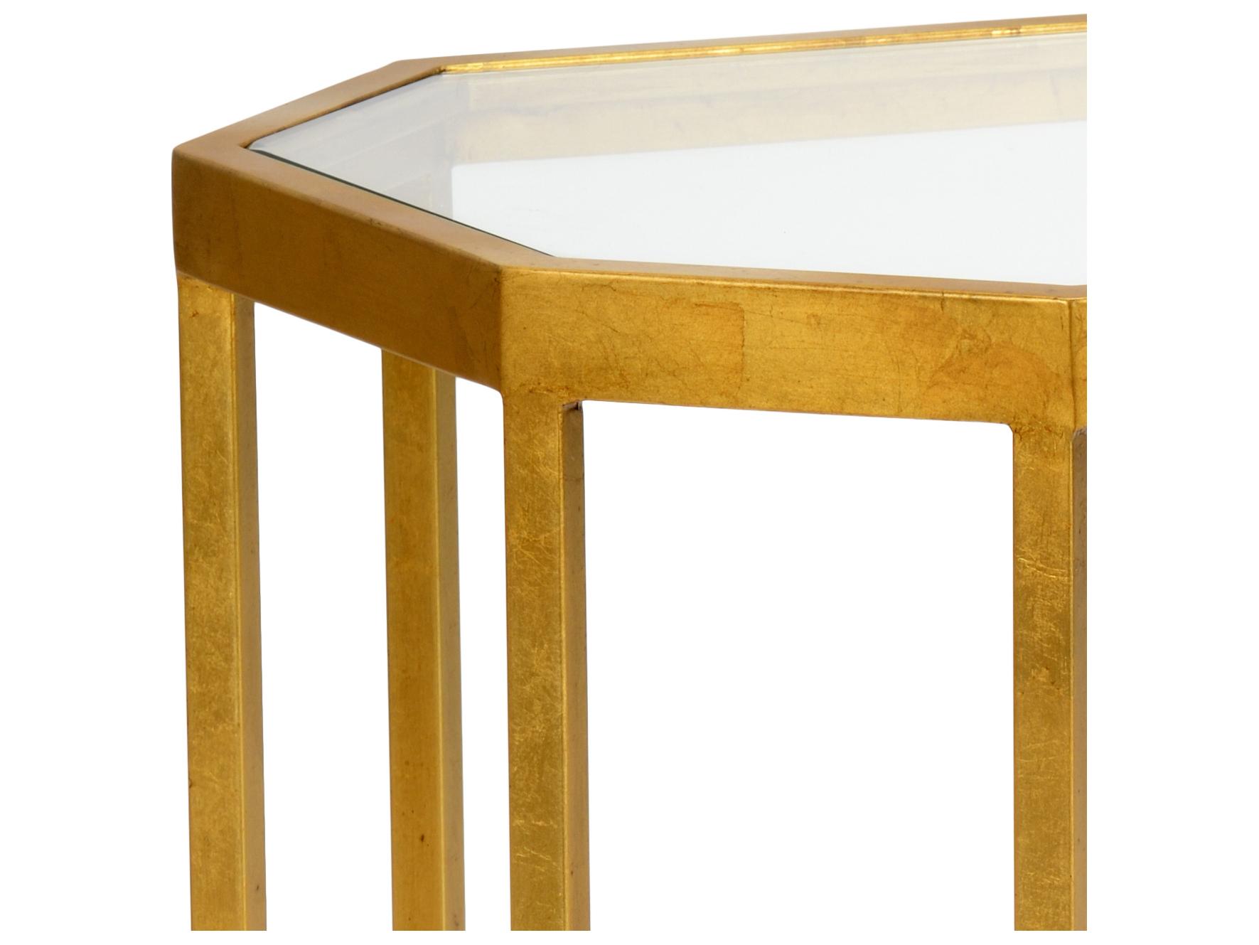 Chelsea House Louisville Octagon Glass Gold Cocktail Table