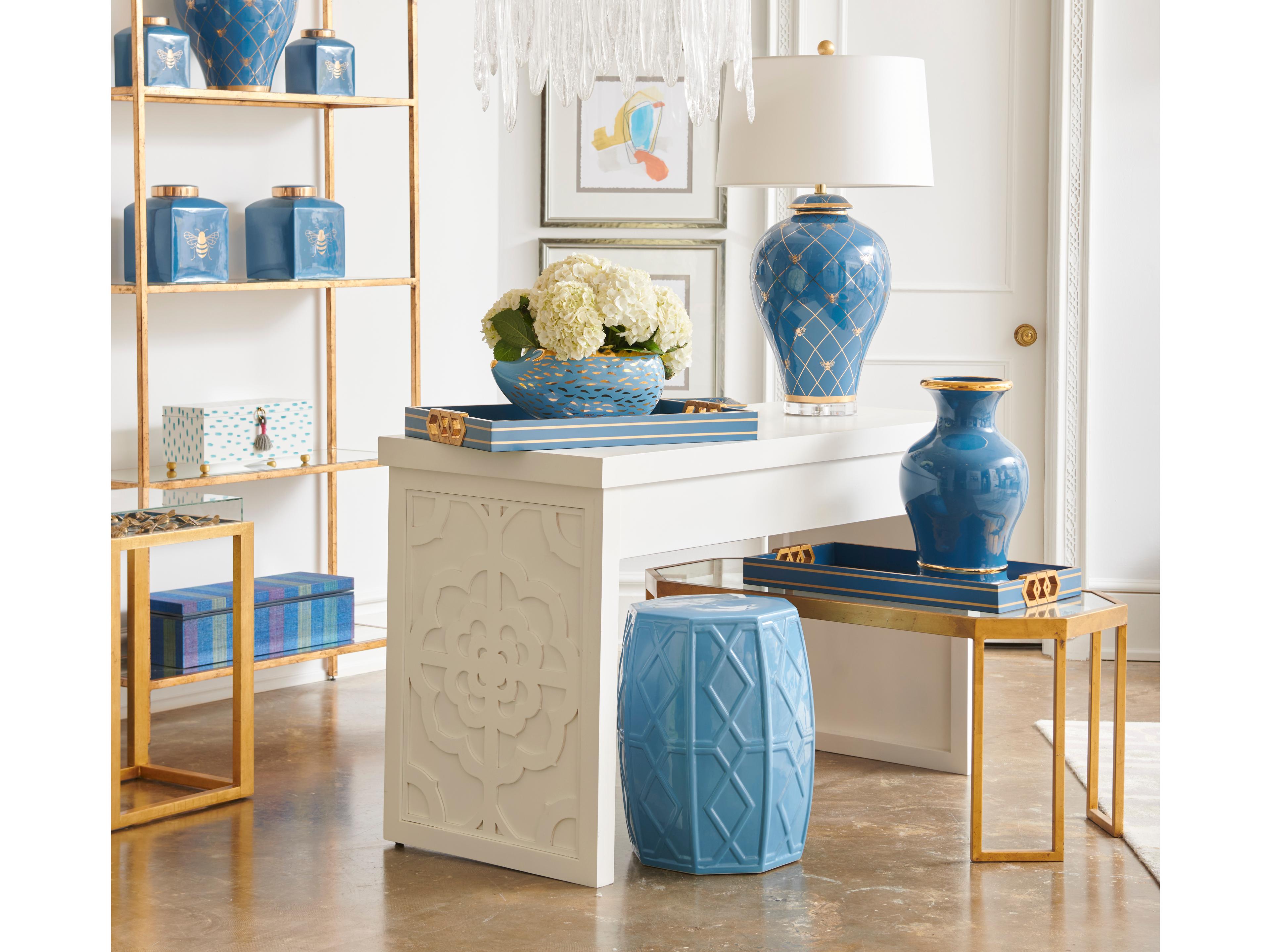 Chelsea House Louisville Octagon Glass Gold Cocktail Table