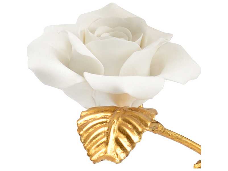 Chelsea House Rose in Stand White with Antique Gold Leaf Sculpture