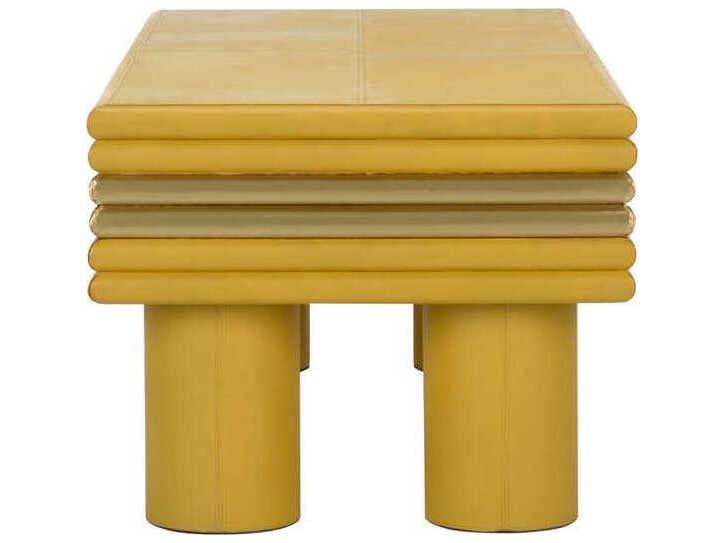 Chelsea House Coulter Rectangular Leather Mustard Coffee Table