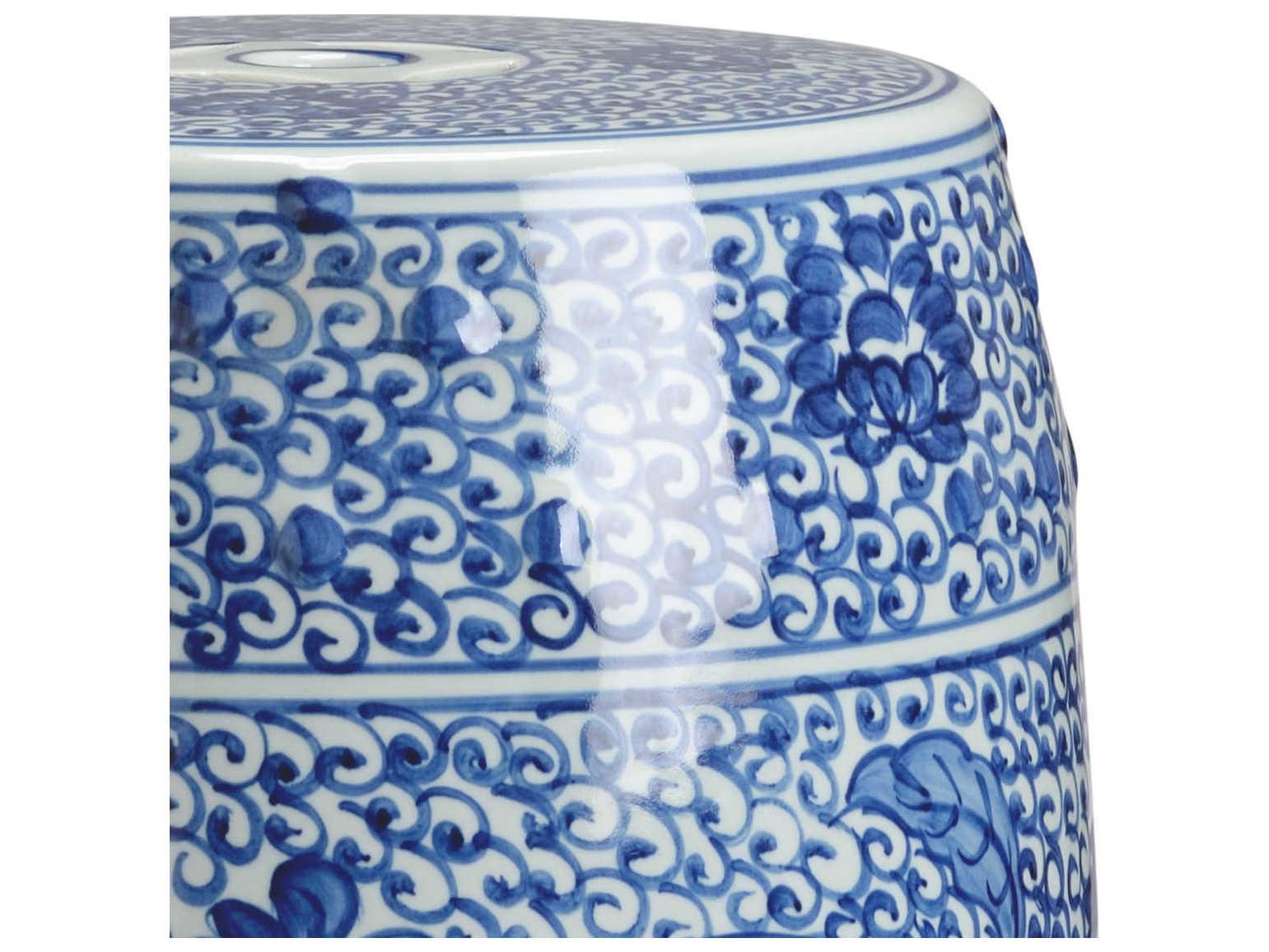Chelsea House Blue White Glaze Accent Stool