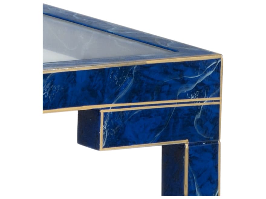 Chelsea House Decker Rectangular Glass Blue Side Table - Lapis