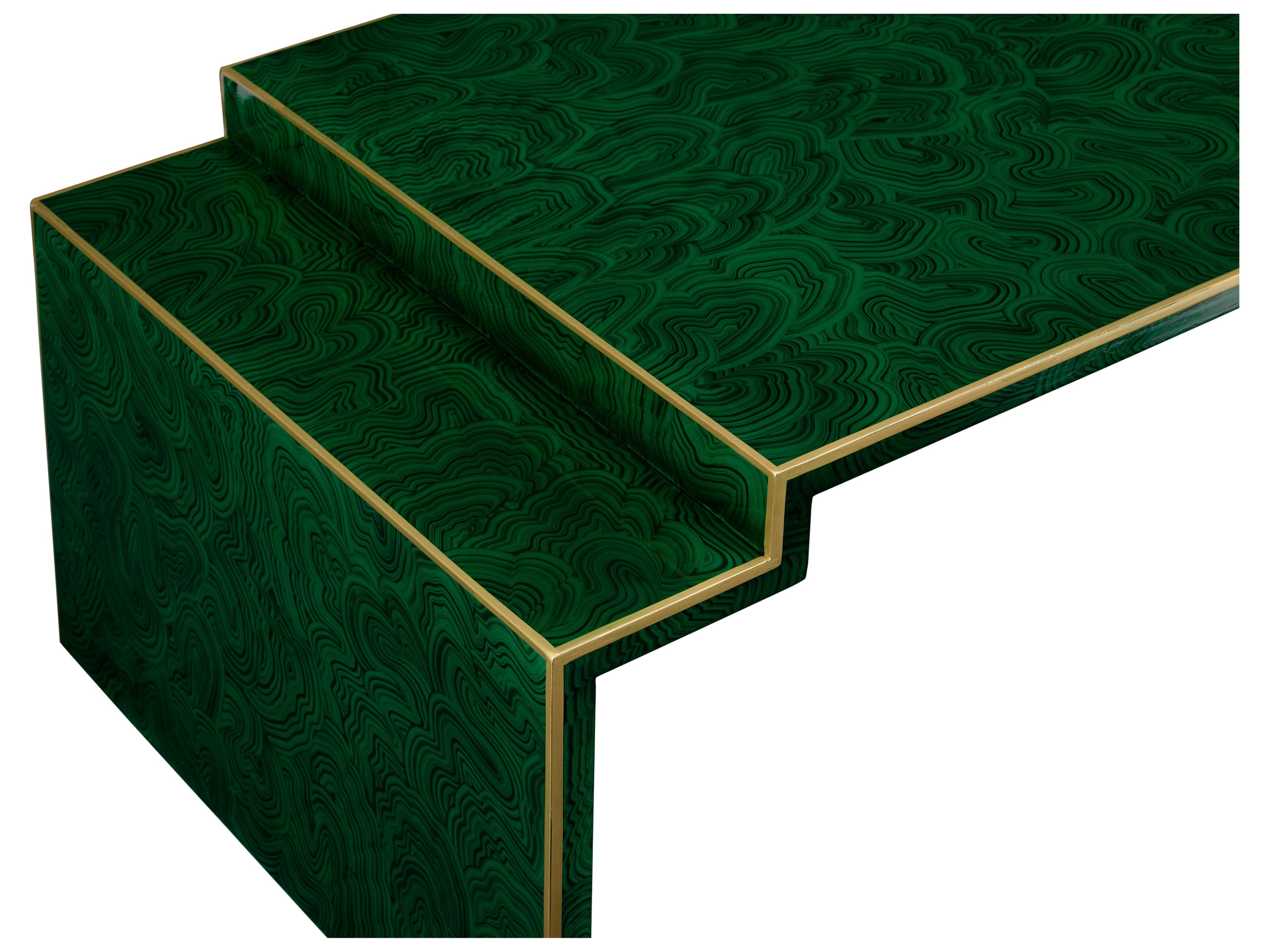 Chelsea House Elizabeth Wicker Chatsworth Rectangular Wood Green Gold Coffee Table